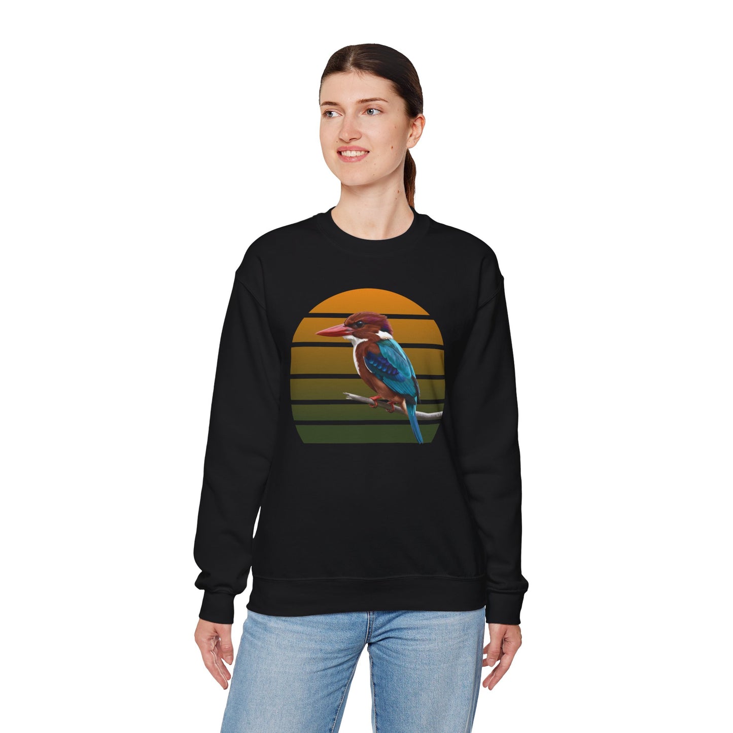 White-Throated Kingfisher Sweatshirt | Bird Watcher Crewneck | Unisex Songbird Gift for Bird Lovers