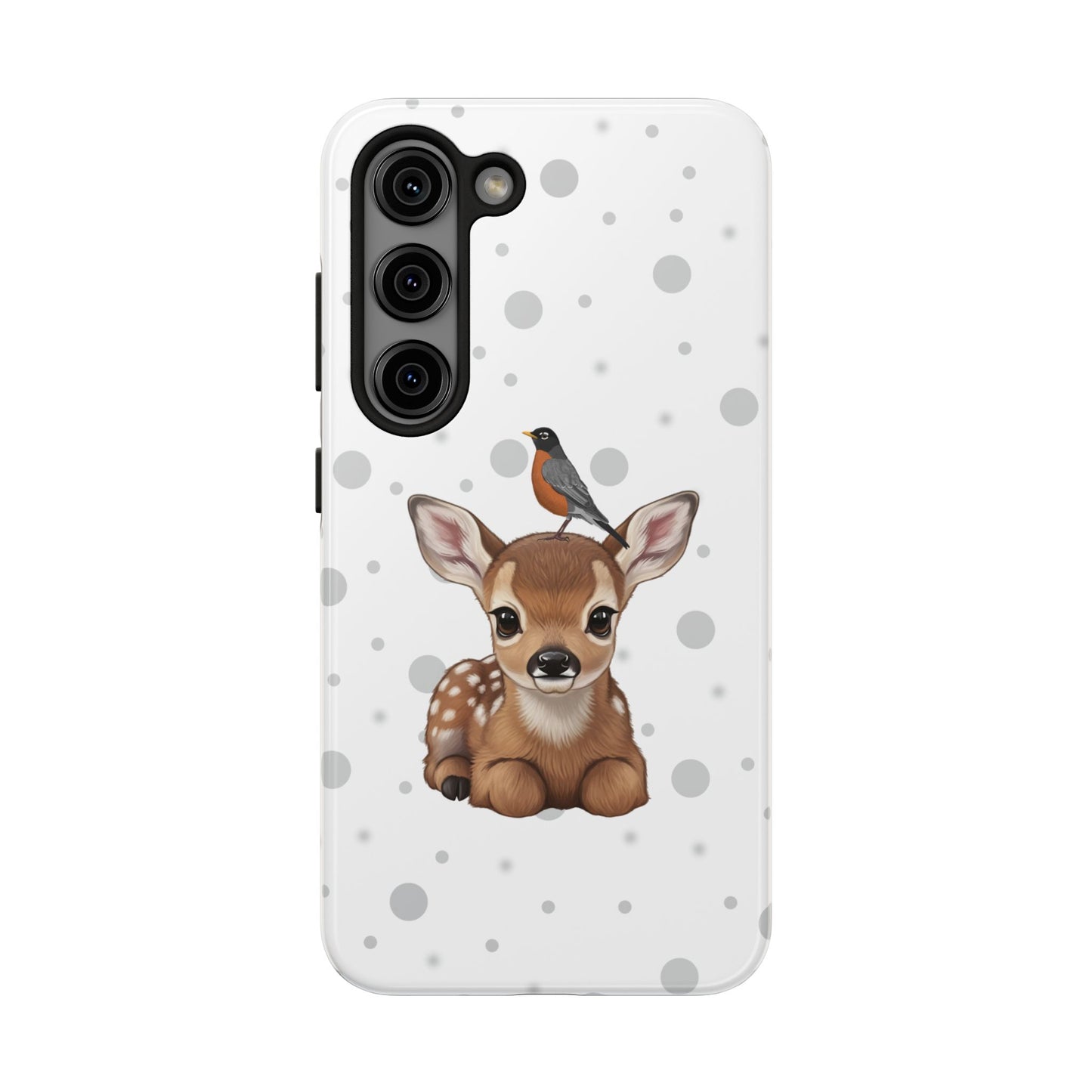 Cute Fawn with American Robin Animal iPhone Case - Dual-Layer PC/TPU Protective Cover for iPhone