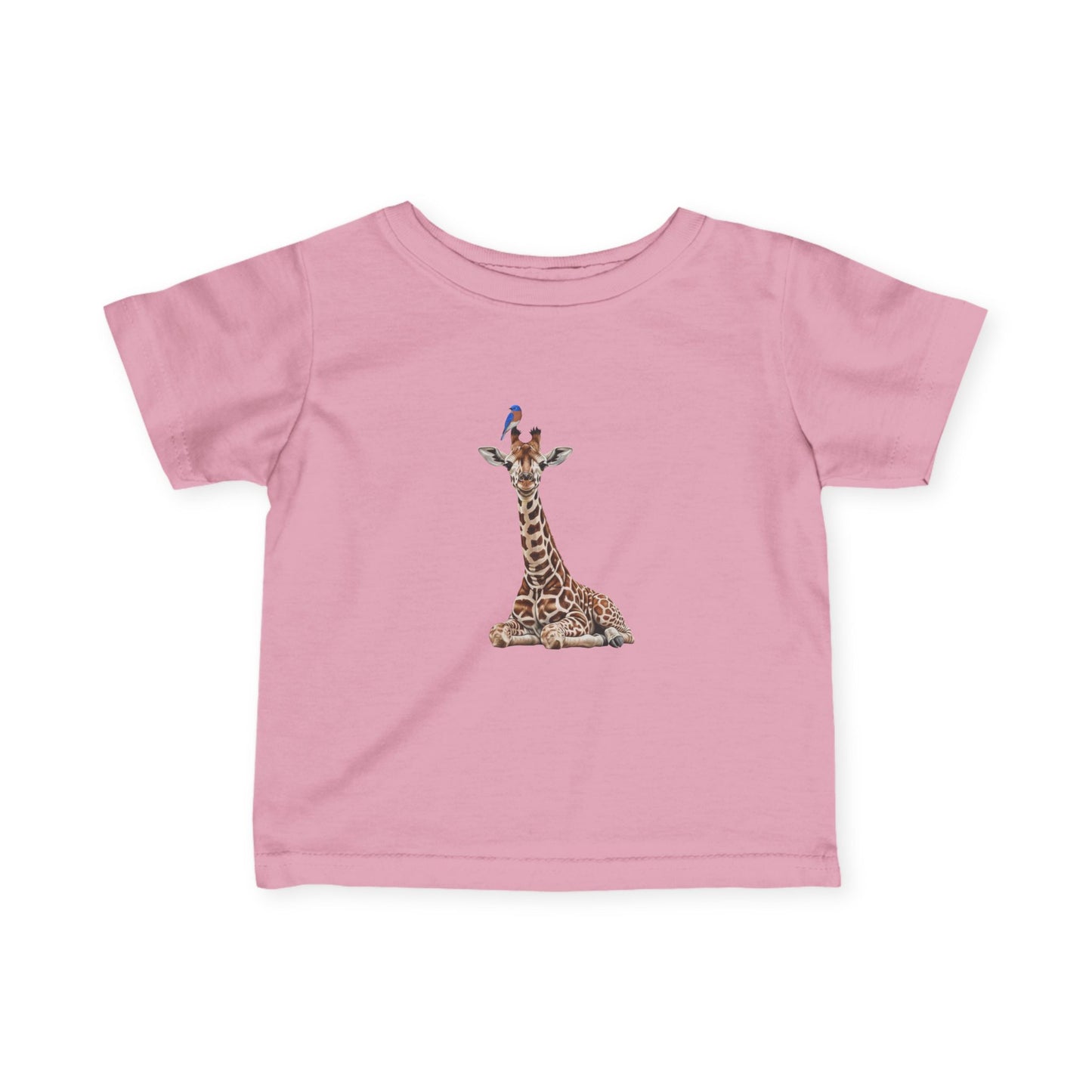 Cute Baby Giraffe with Bluebird Bird Baby & Toddler T-Shirt