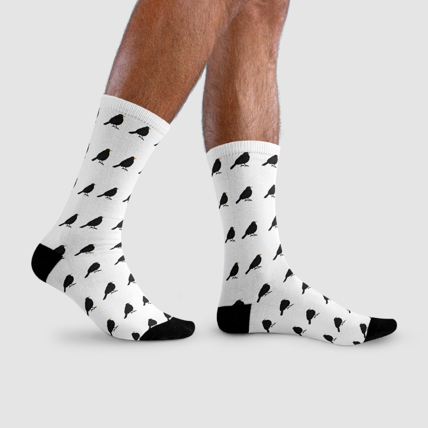 Amsel Vogel Socken für Vogelfreunde & Vogelbeobachter Weiß