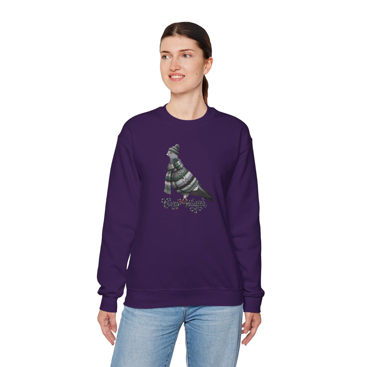 Pigeon Cozy Winter Sweatshirt | Bird Watcher Crewneck | Unisex Songbirds Wearing Knit Gift for Bird Lovers