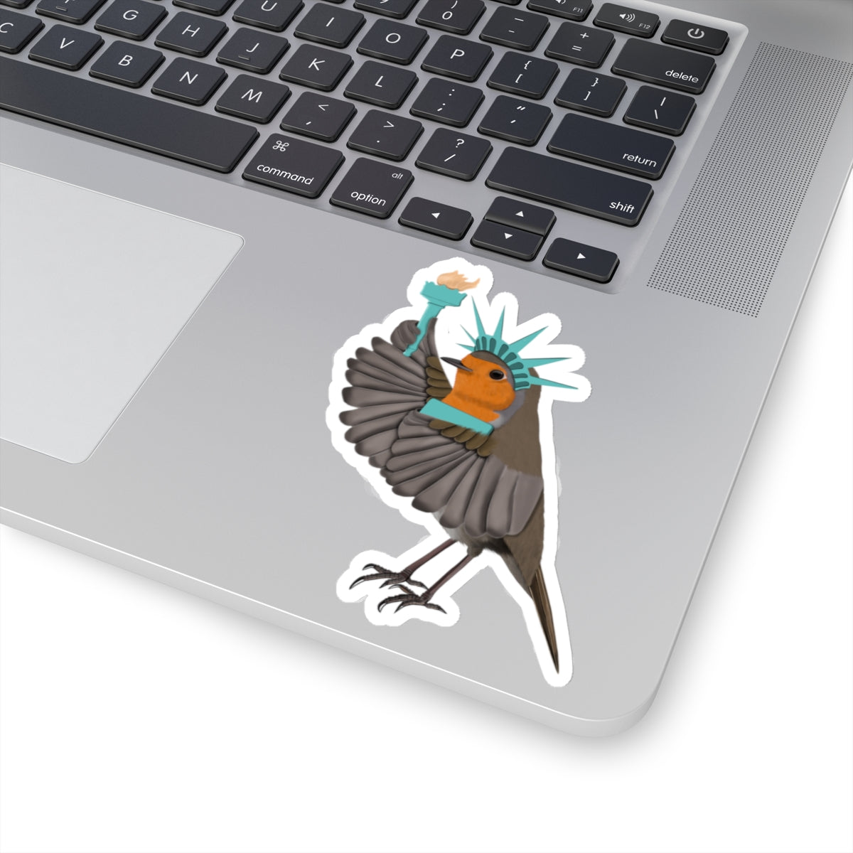 Robin Bird 4th of July Statue of Liberty Kiss-Cut Sticker