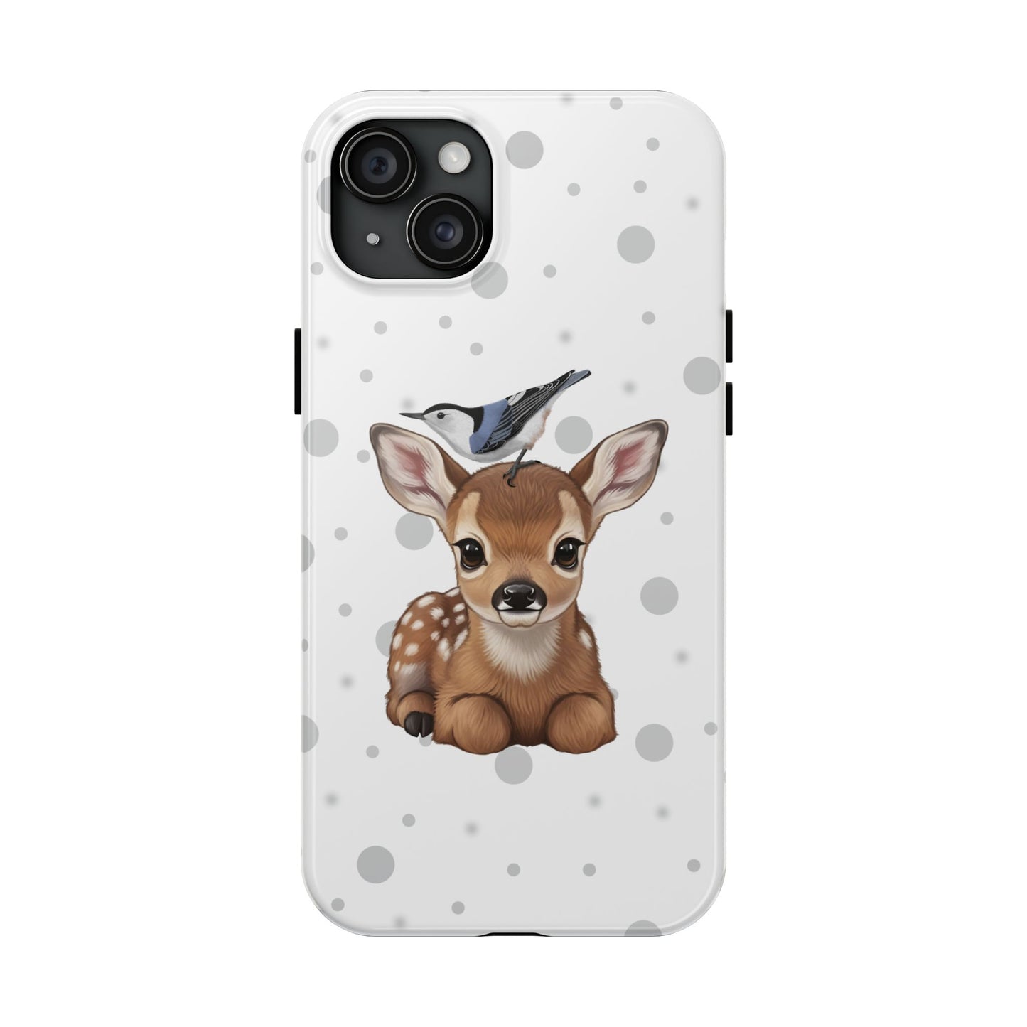 Cute Fawn with a Nuthatch Animal iPhone Case - Dual-Layer PC/TPU Protective Cover for iPhone