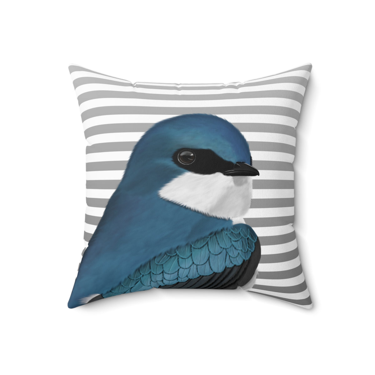 Tree Swallow Bird Throw Pillow 16"x16"White Grey - jz.birds