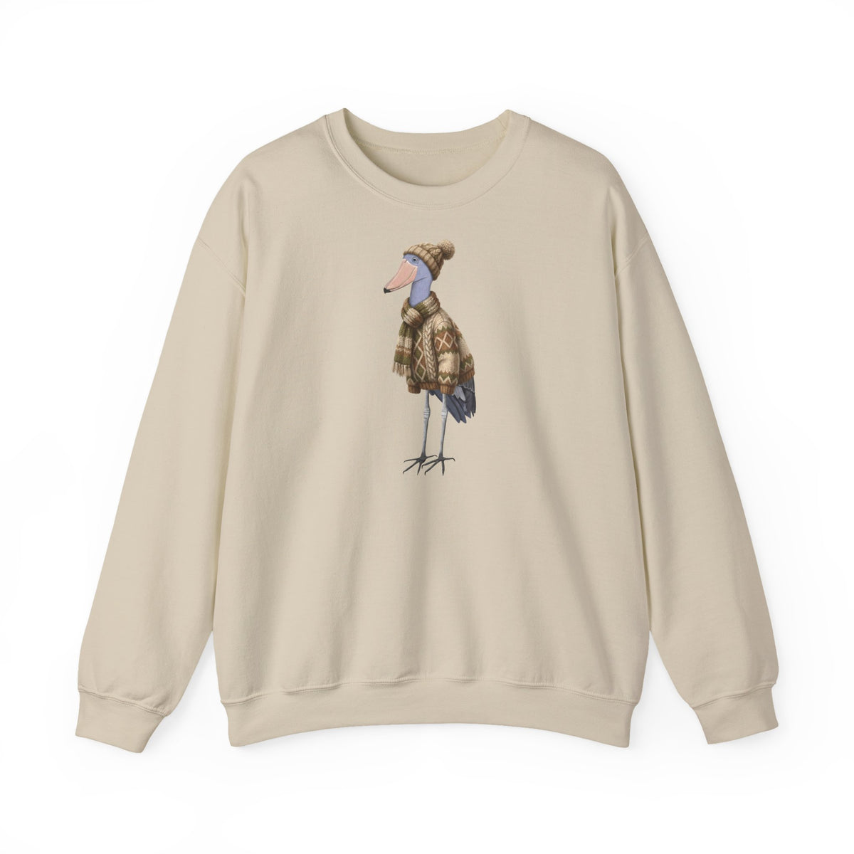 Schuhschnabel in Strick Sweatshirt Vogelmotiv – Animal Graphic Tee, Casual Everyday Wear