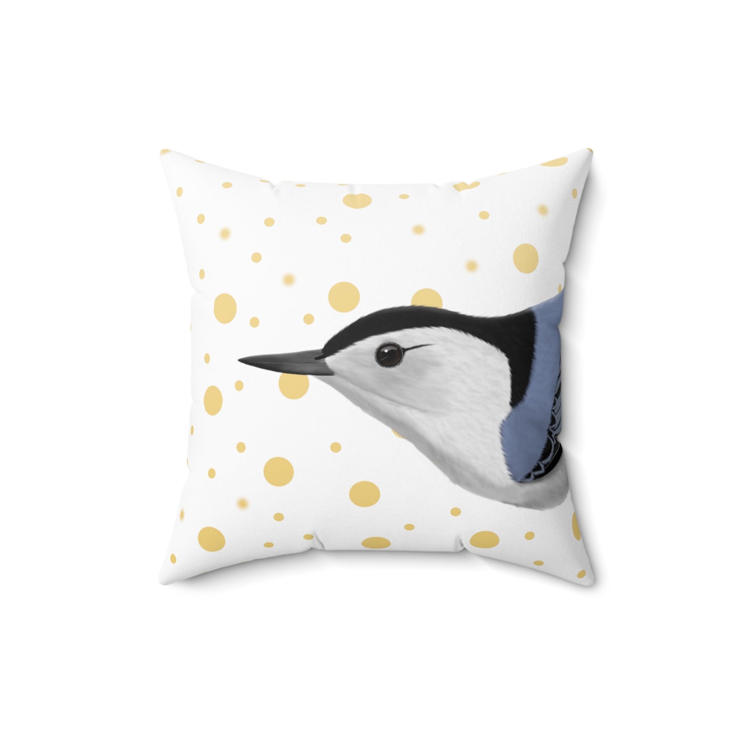 Nuthatch Golden Dots Birdlover Bird Throw Pillow 16"x16" White