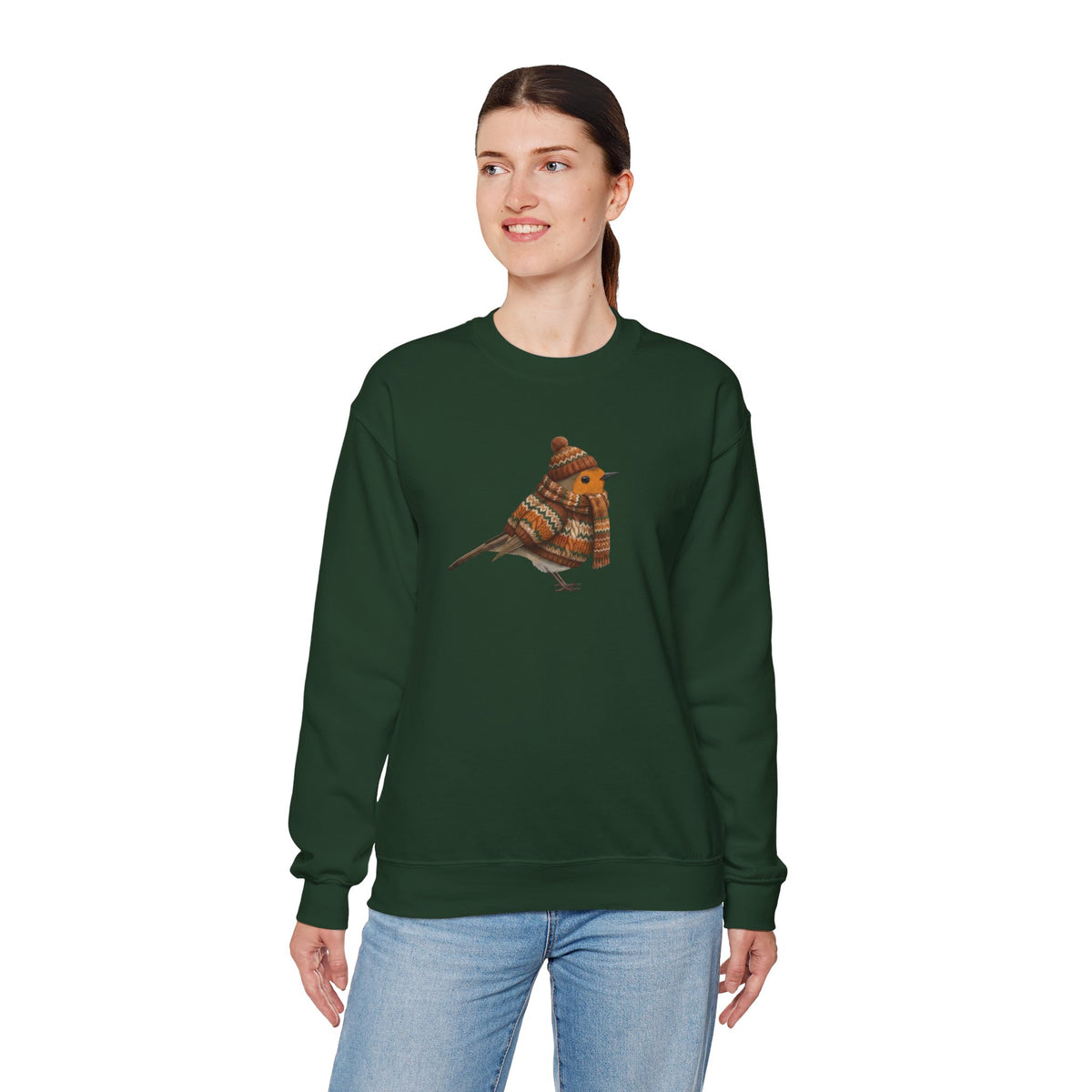 Robin Winter Sweatshirt | Bird Watcher Crewneck | Unisex Songbirds Wearing Knit Gift for Bird Lovers