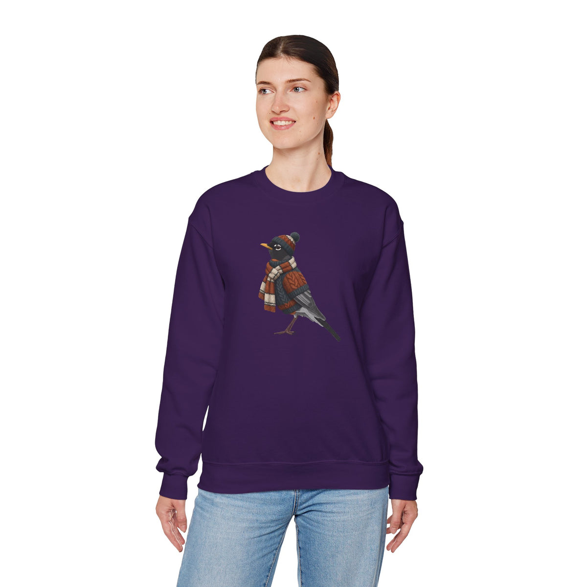 American Robin Winter Sweatshirt | Bird Watcher Crewneck | Unisex Songbirds Wearing Knit Gift for Bird Lovers