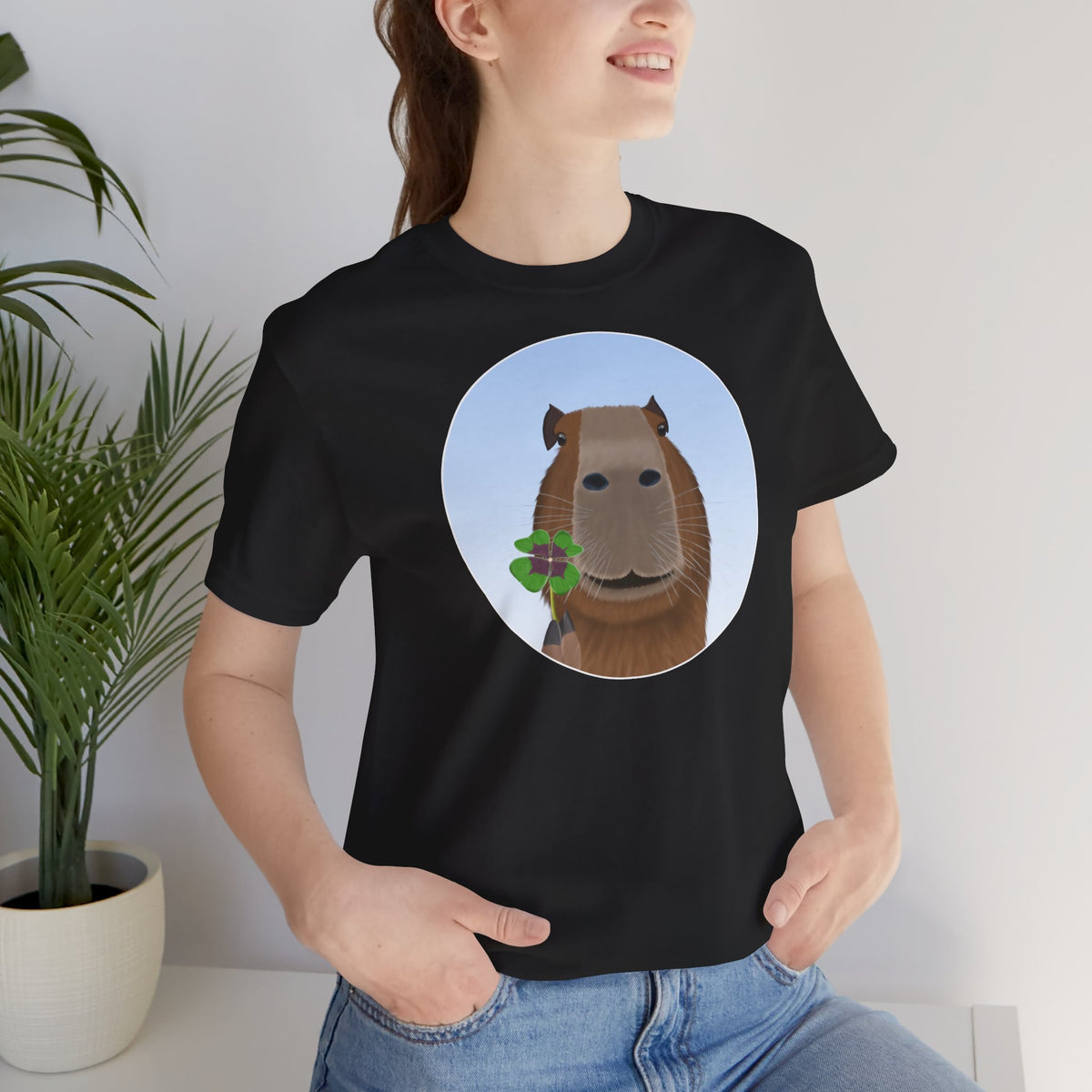 Capybara mit Glücksklee Lustiges T-Shirt für Capybara-Freunde