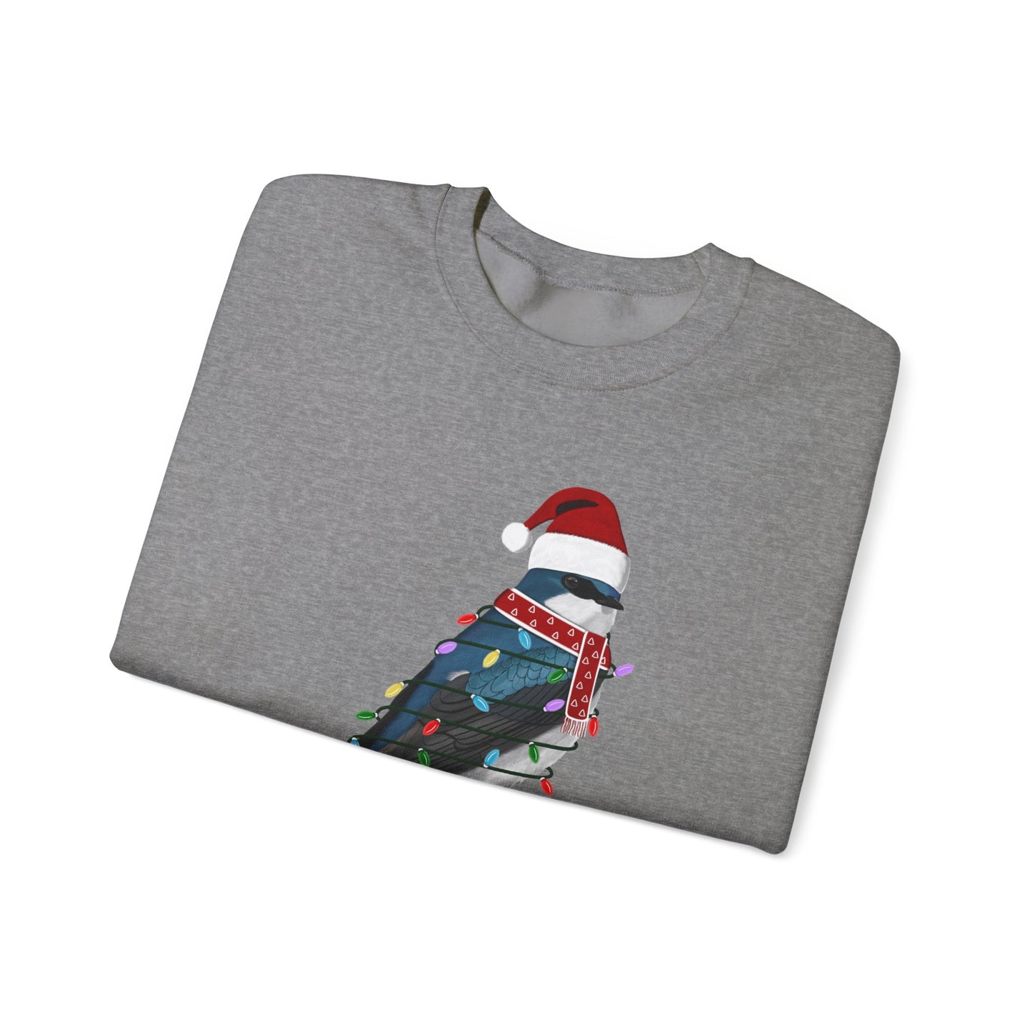 Tree Swallow with Fairy Lights Santa Claus Christmas Bird Sweatshirt