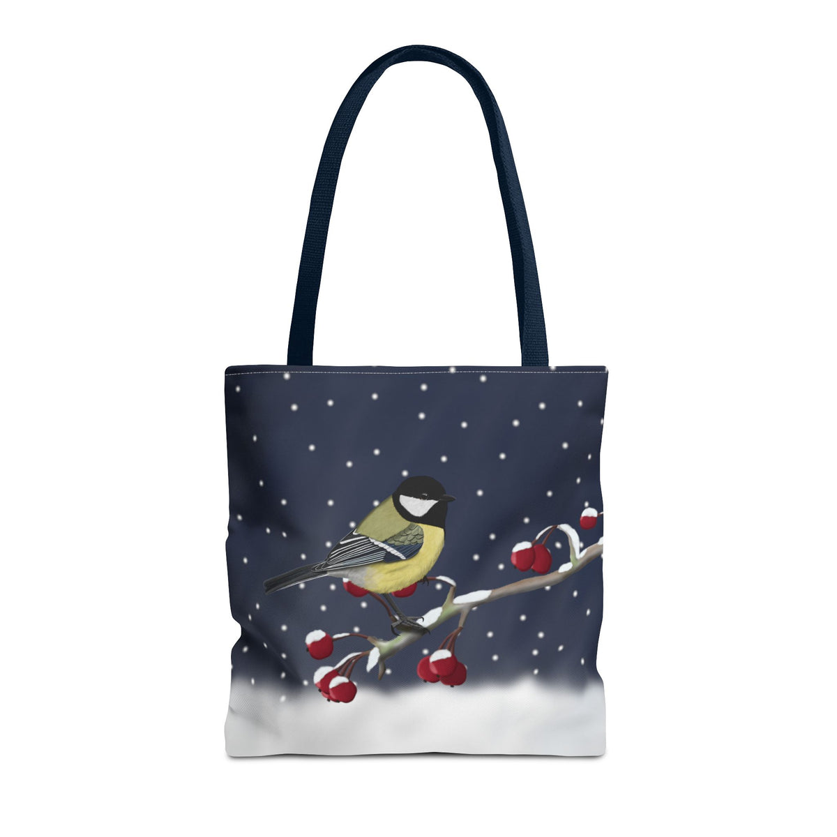Chickadee on a Winter Branch Christmas Bird Tote Bag 16"x16" – Accessories, Bags