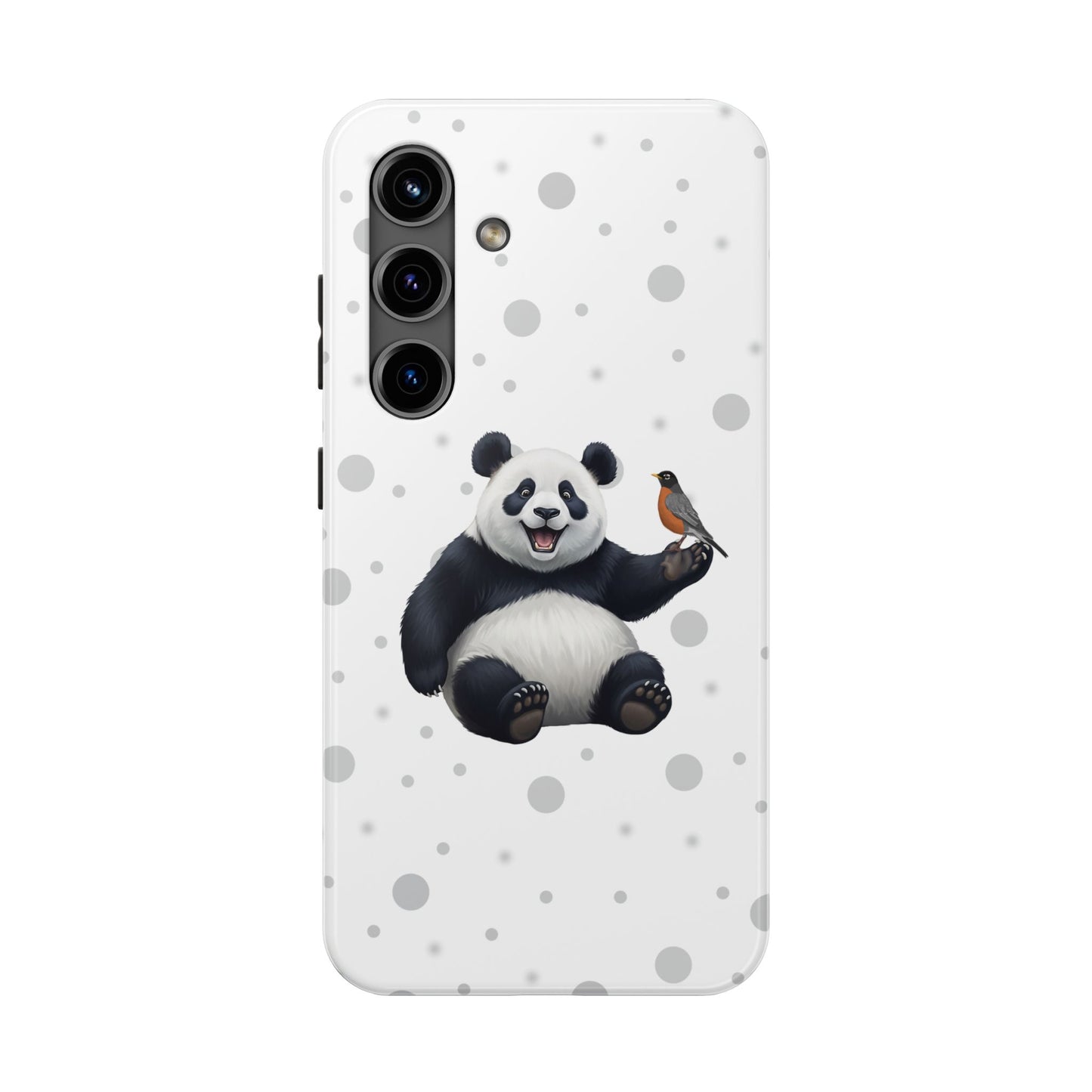 Cute Panda Bear with American Robin Animal iPhone Case - Dual-Layer PC/TPU Protective Cover for iPhone