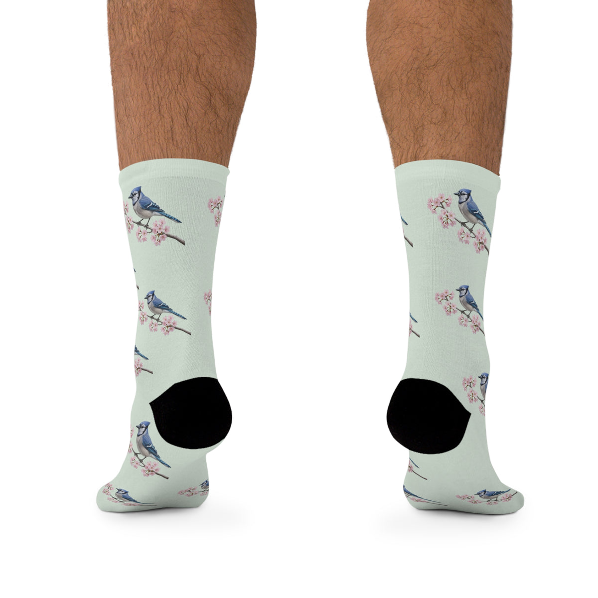 Blue Jay & Cherry Blossom Socks Sage Green | Birdwatching Apparel – Accessories,