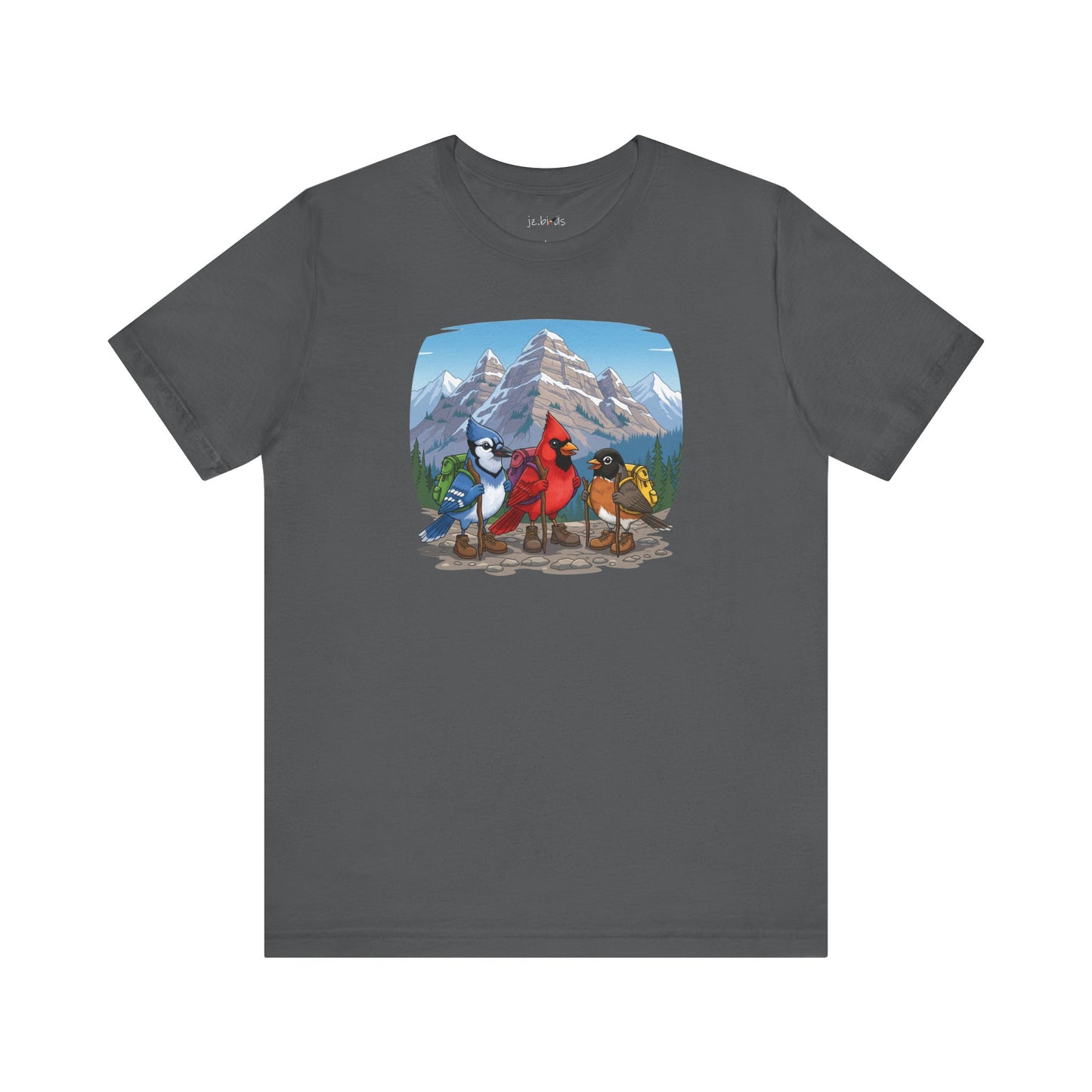 Birds Hiking T-Shirt Funny Cardinal Blue Jay Robin on a Hike Bird Watcher Bird Lover