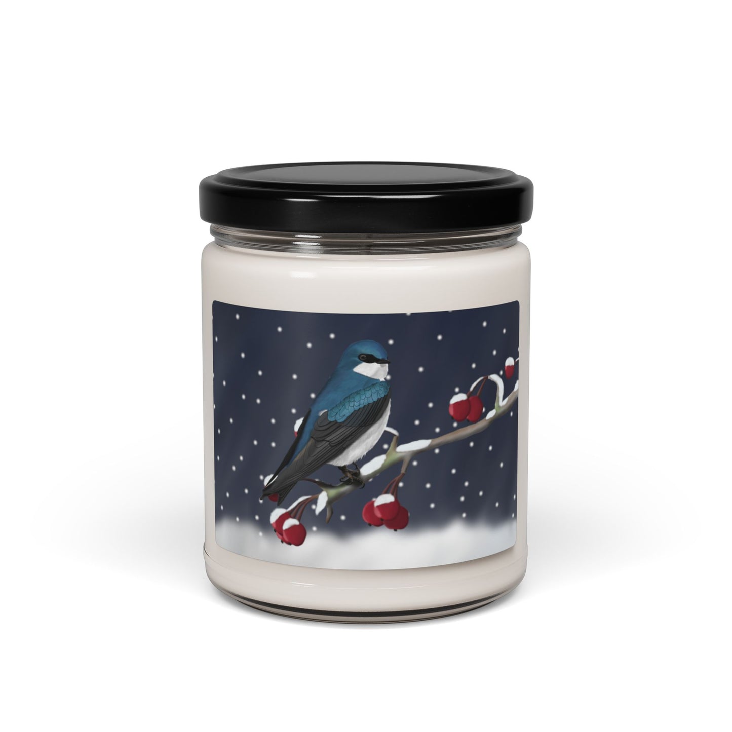 Tree Swallow on a Winter Branch Christmas Bird Art Scented Soy Candle, 9oz