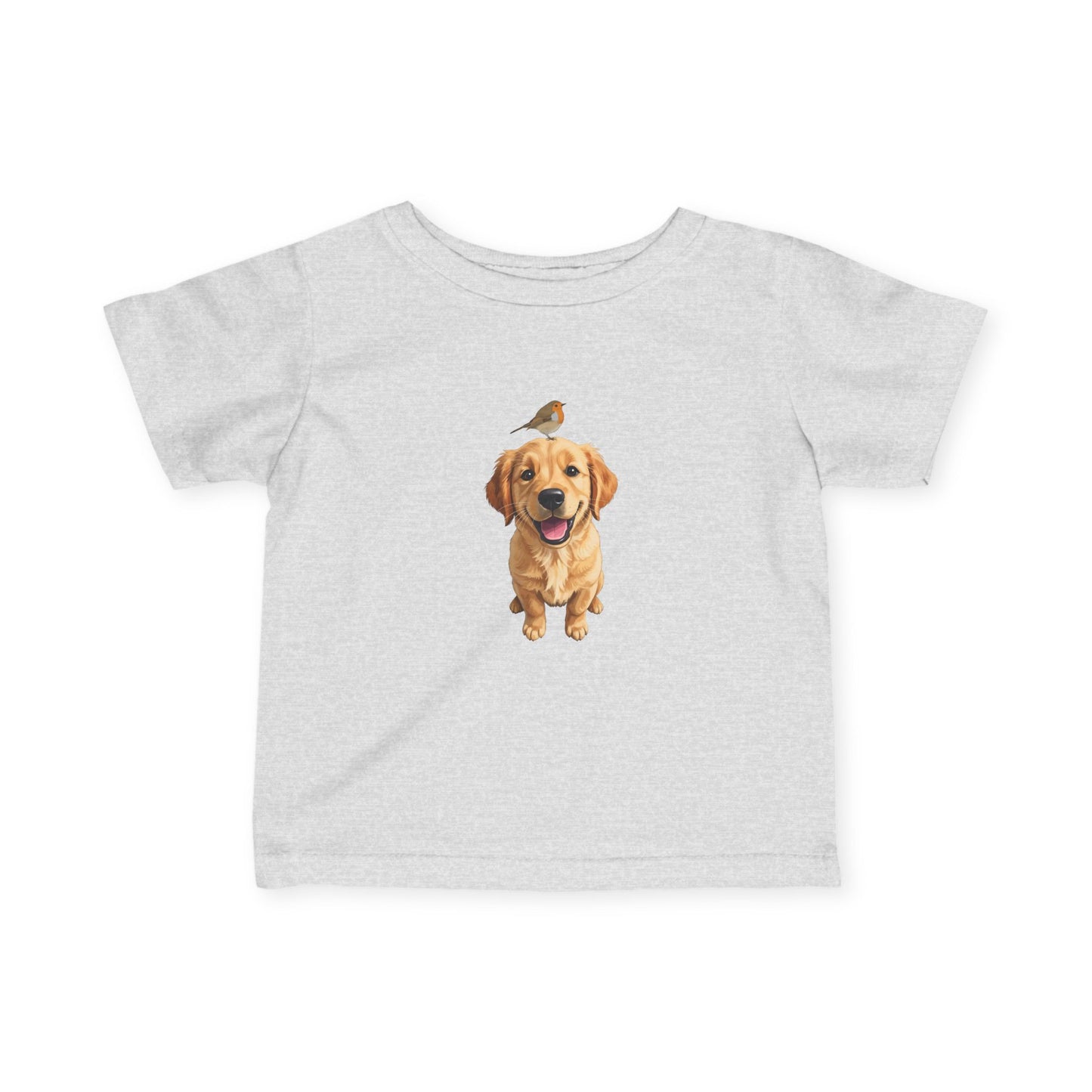 Golden Retriever Baby & Toddler T-Shirt with European Robin Bird