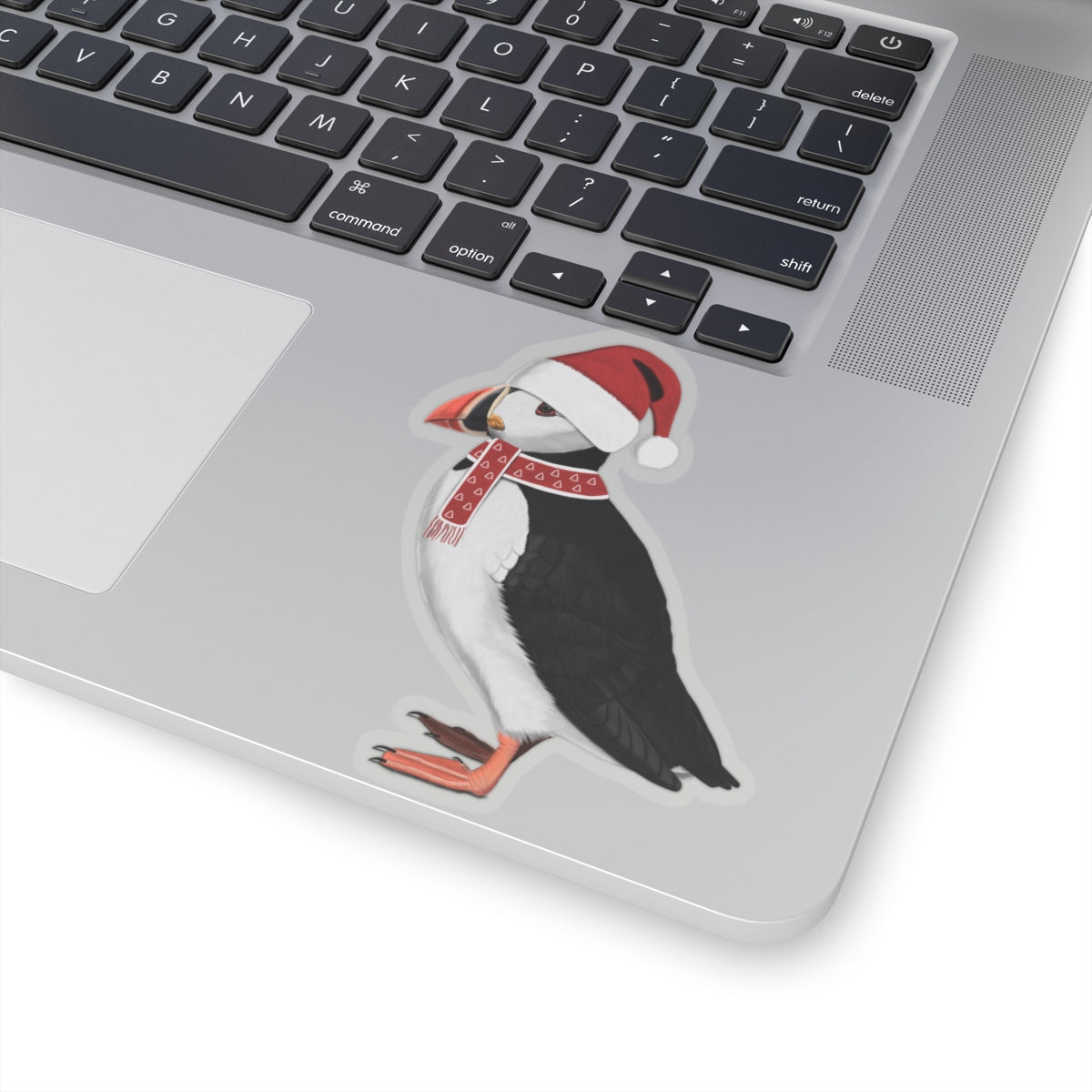 Puffin with Santa Claus Hat and Scarf Christmas Bird Sticker – Fall Bestsellers, Stickers