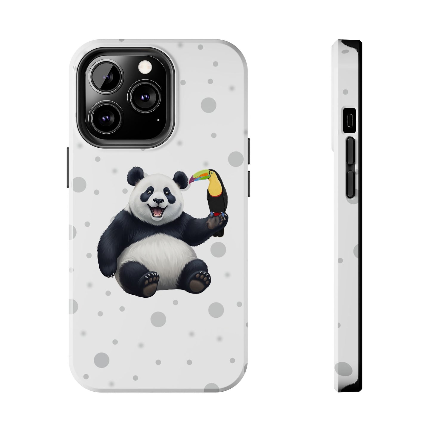 Cute Panda Bear with a Toucan Animal iPhone Case - Dual-Layer PC/TPU Protective Cover for iPhone
