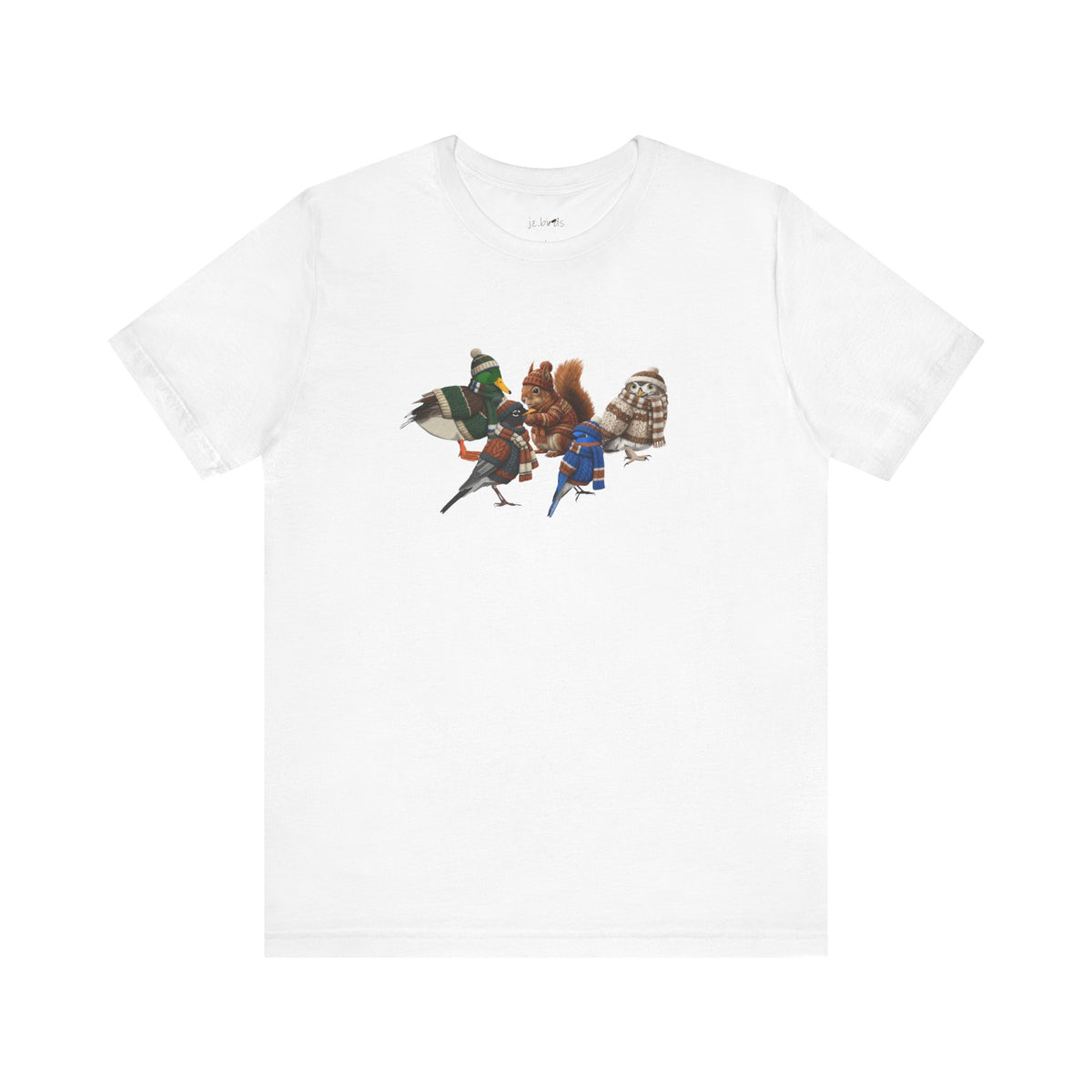 Funny Winter T-Shirt: The Cozy Backyard Squad in Knitted Sweaters T-Shirt – bird lover