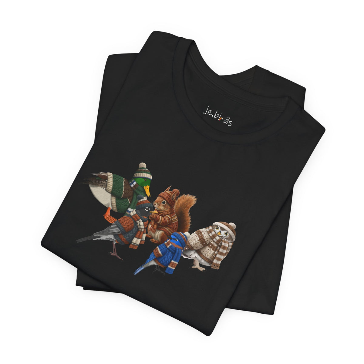 Funny Winter T-Shirt: The Cozy Backyard Squad in Knitted Sweaters