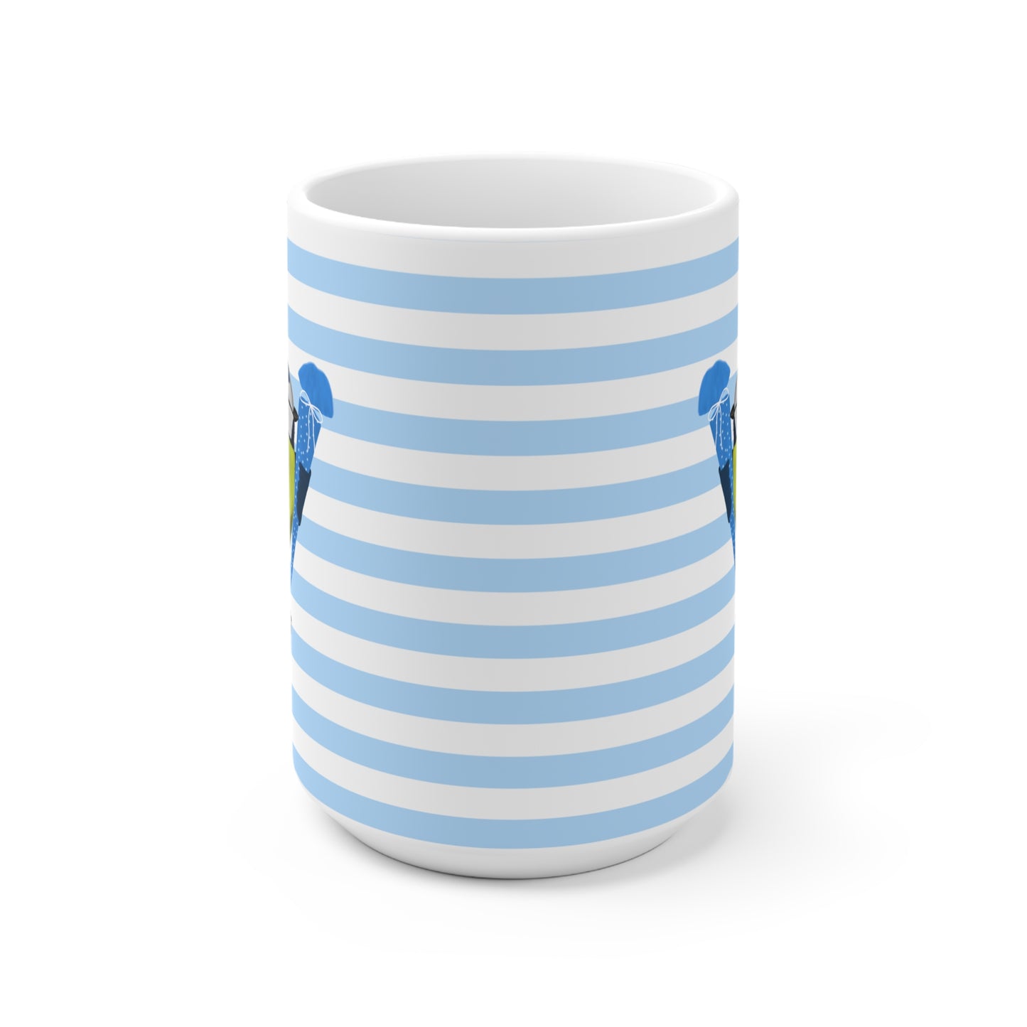 Blaumeise Vogel Tasse als Geschenk zur Einschulung Blau Weiß