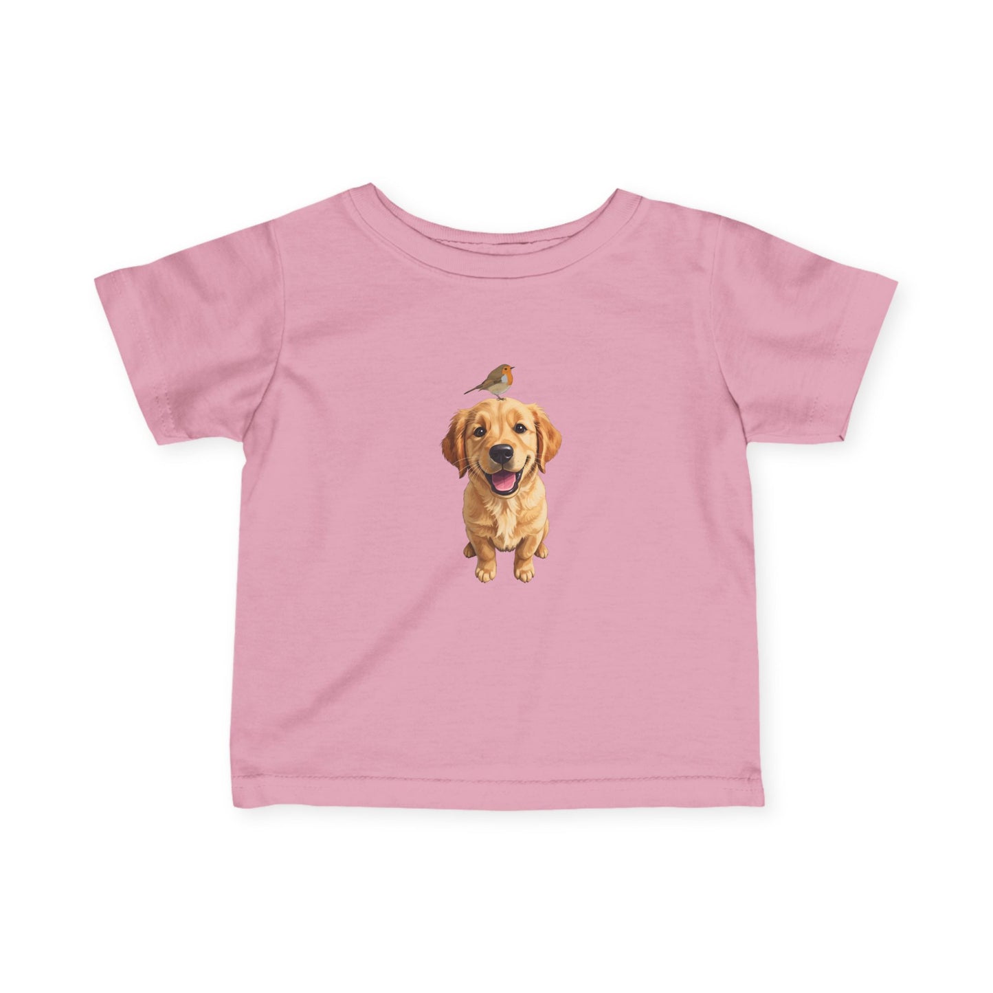 Golden Retriever Baby & Toddler T-Shirt with European Robin Bird