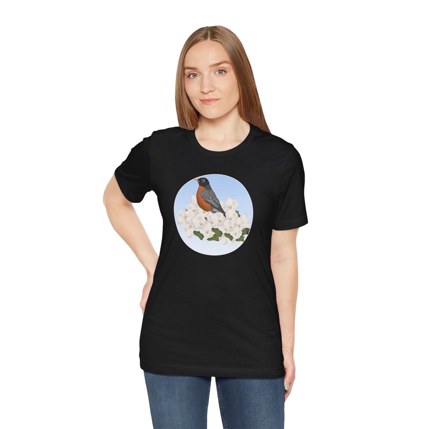 American Robin and Spring Apple Blossoms Bird T-Shirt