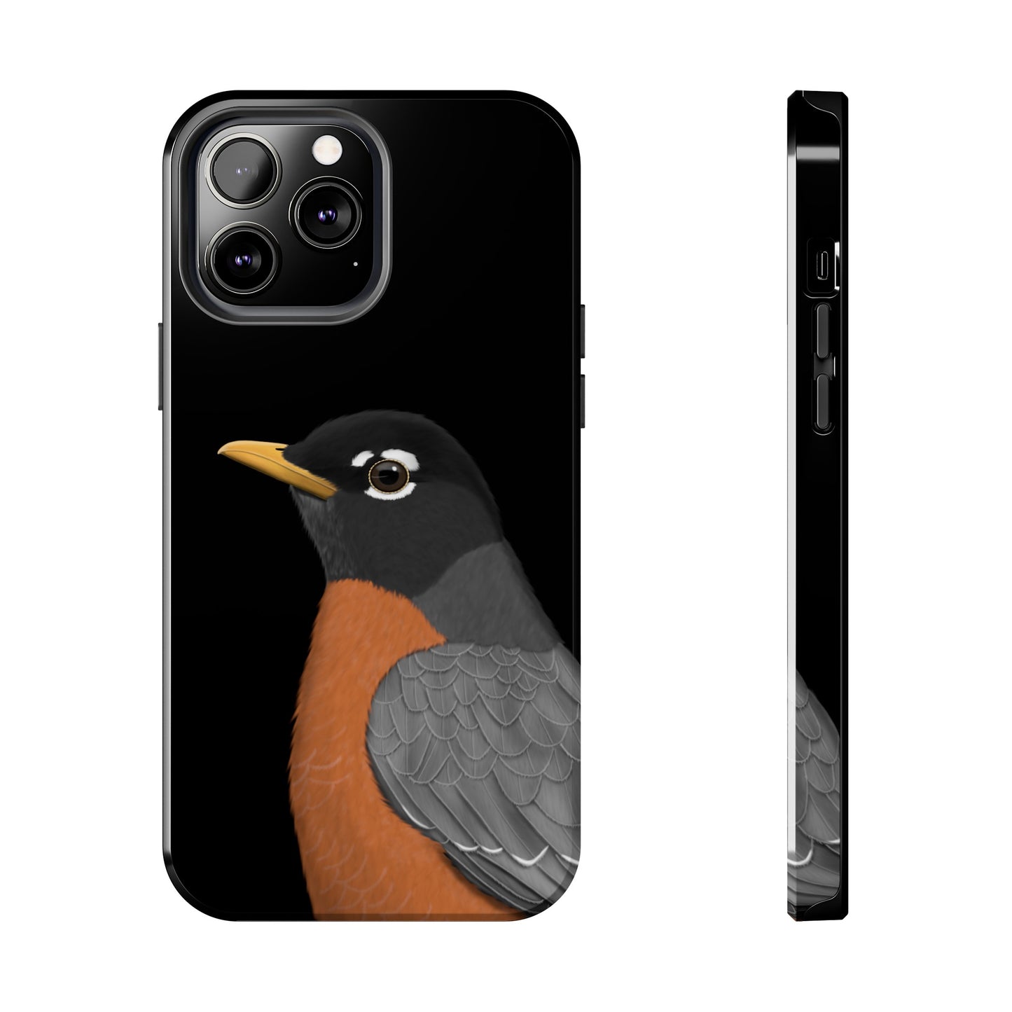 Robin Bird Art Tough Phone Case Black