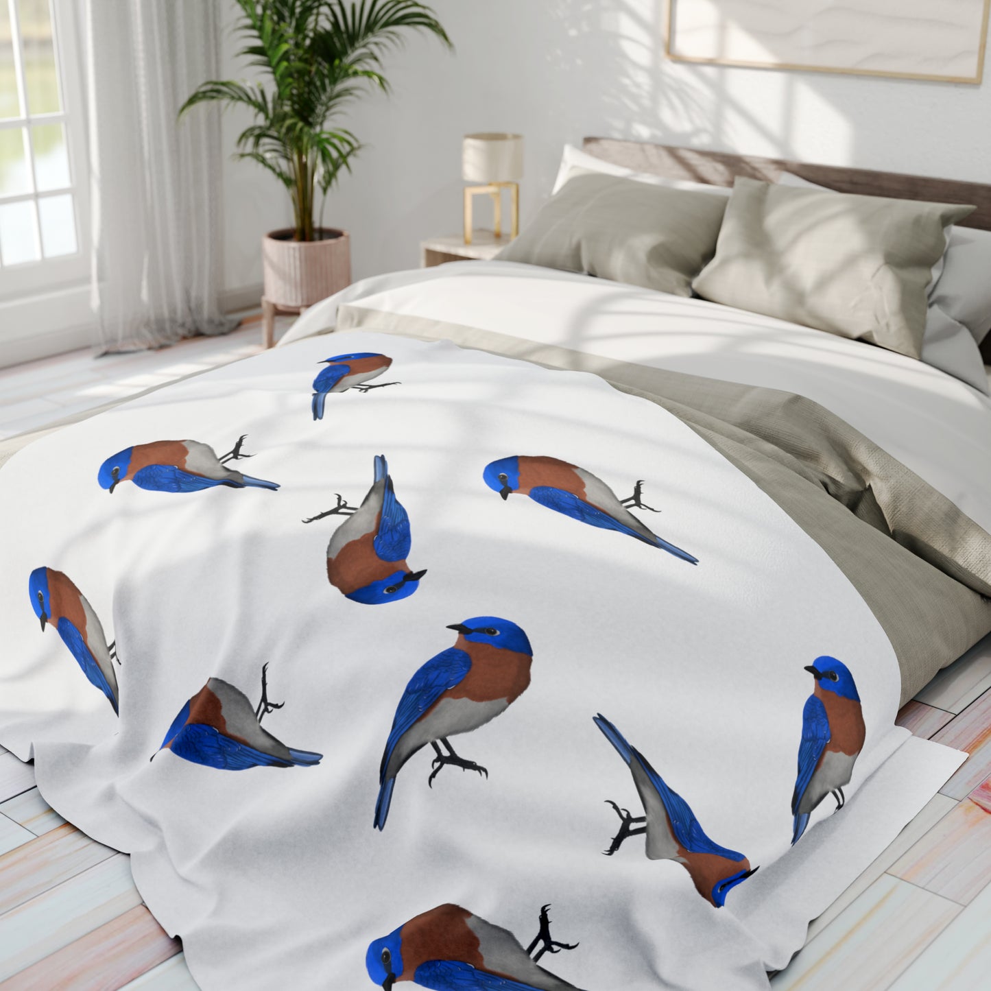 Bluebird Sofa Blankets on Bed background