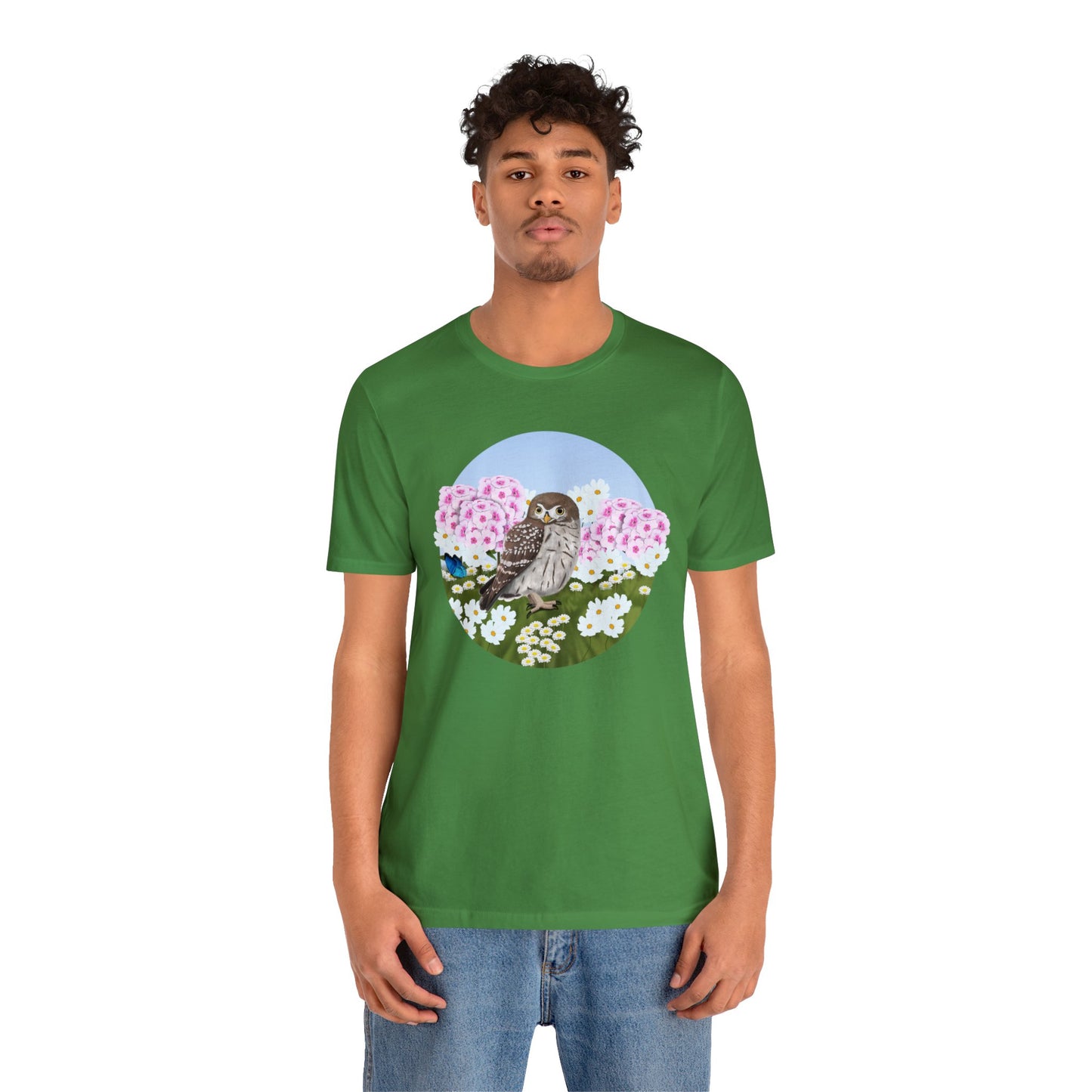 Little Owl and Summer Flowers Bird Tee