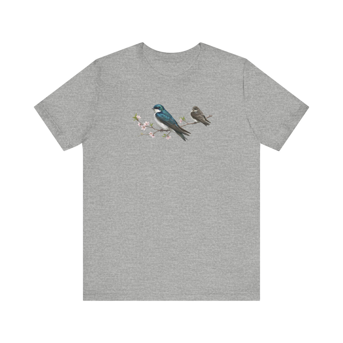 Tree Swallow & Fledgling T-Shirt | Spring Blossoms Unisex Graphic Tee