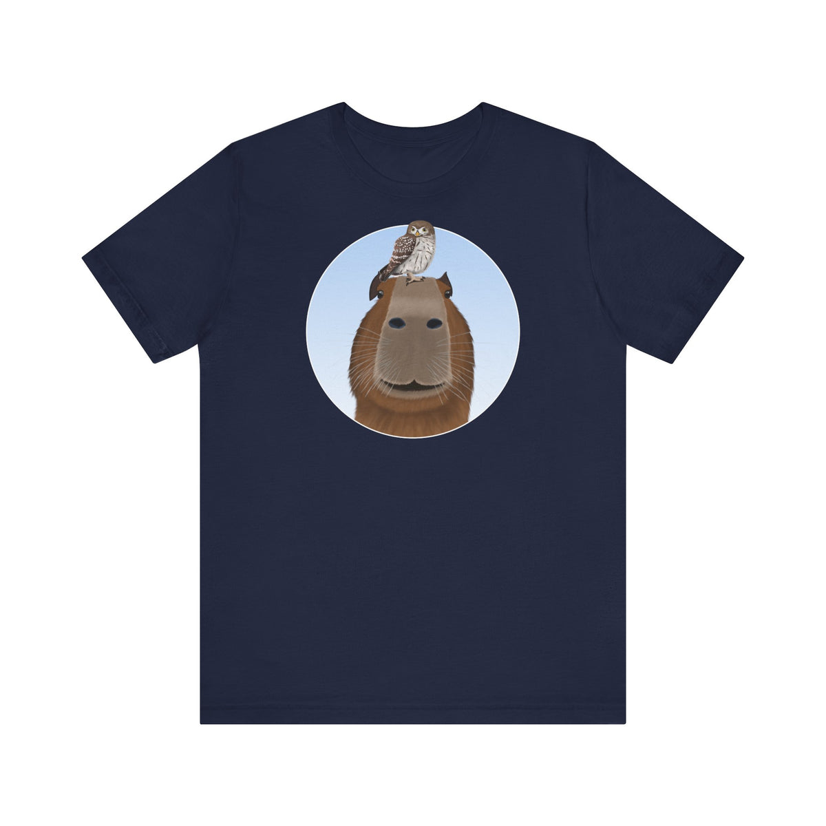 Capybara mit Eule T-Shirt in Black