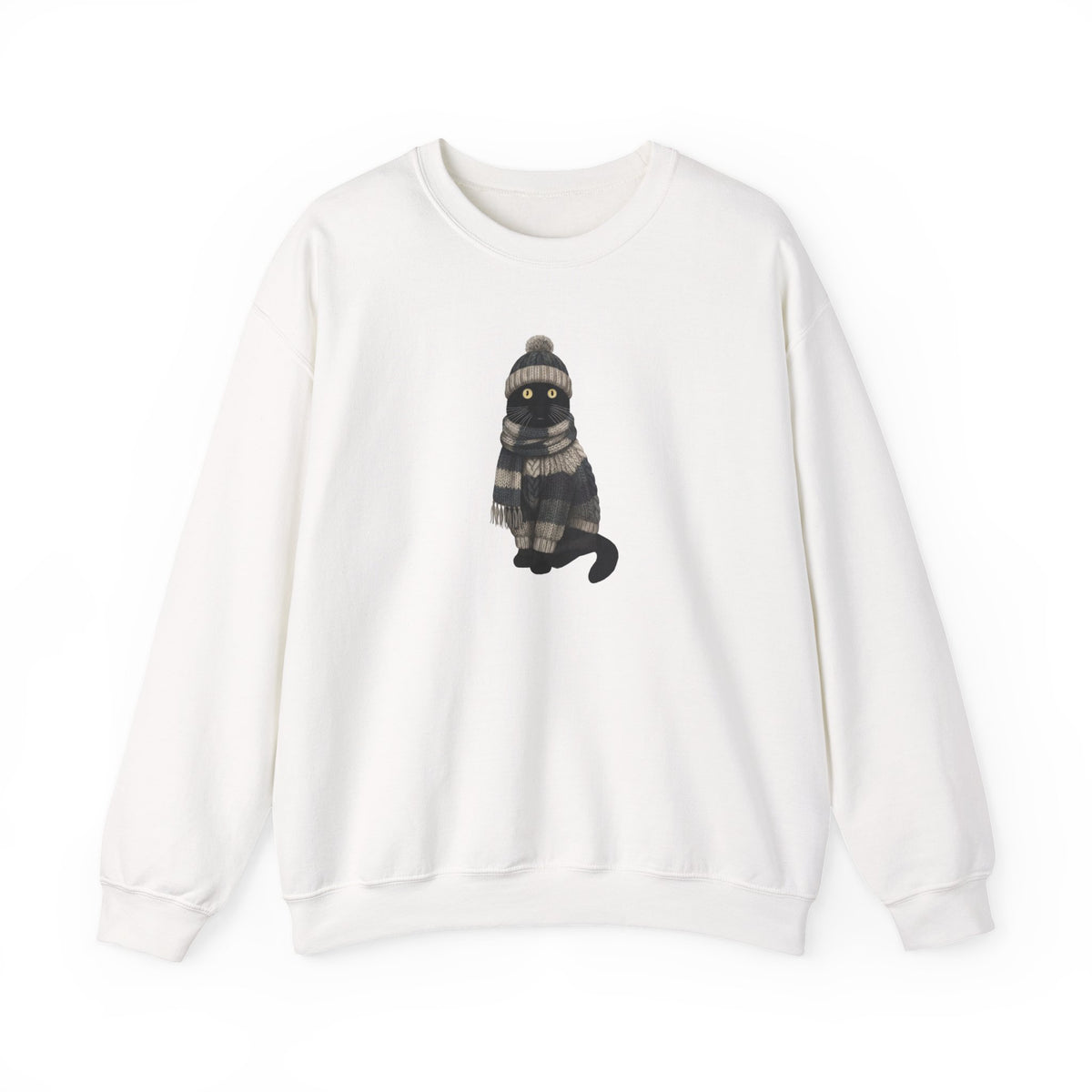 Cat Winter Sweatshirt | Lover Crewneck Unisex Wearing Knit Gift – Animal and Avian Enthusiast style