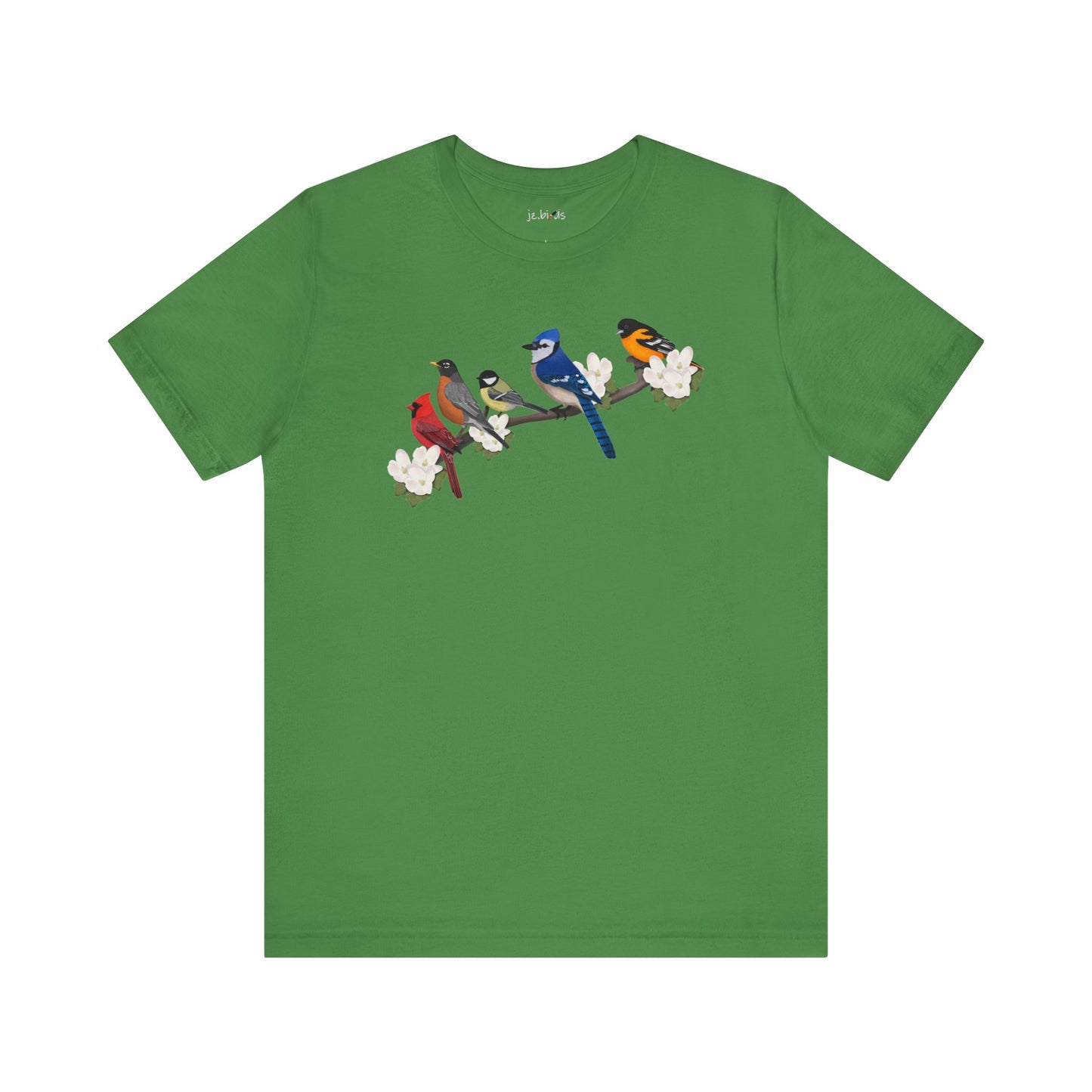 Blue Jay Cardinal Oriole Chickadee Robin on a Branch Garden Birds T-Shirt