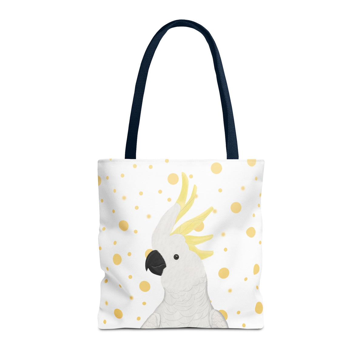 Cockatoo Golden Dots Bird Tote Bag 16"x16" White – Accessories, Bags