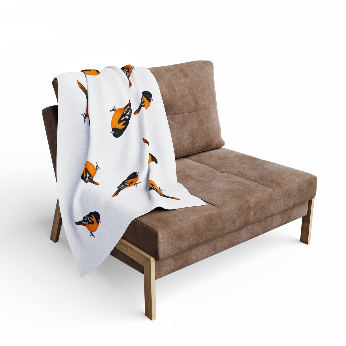 Baltimore Oriole Bird Arctic Fleece Blanket White