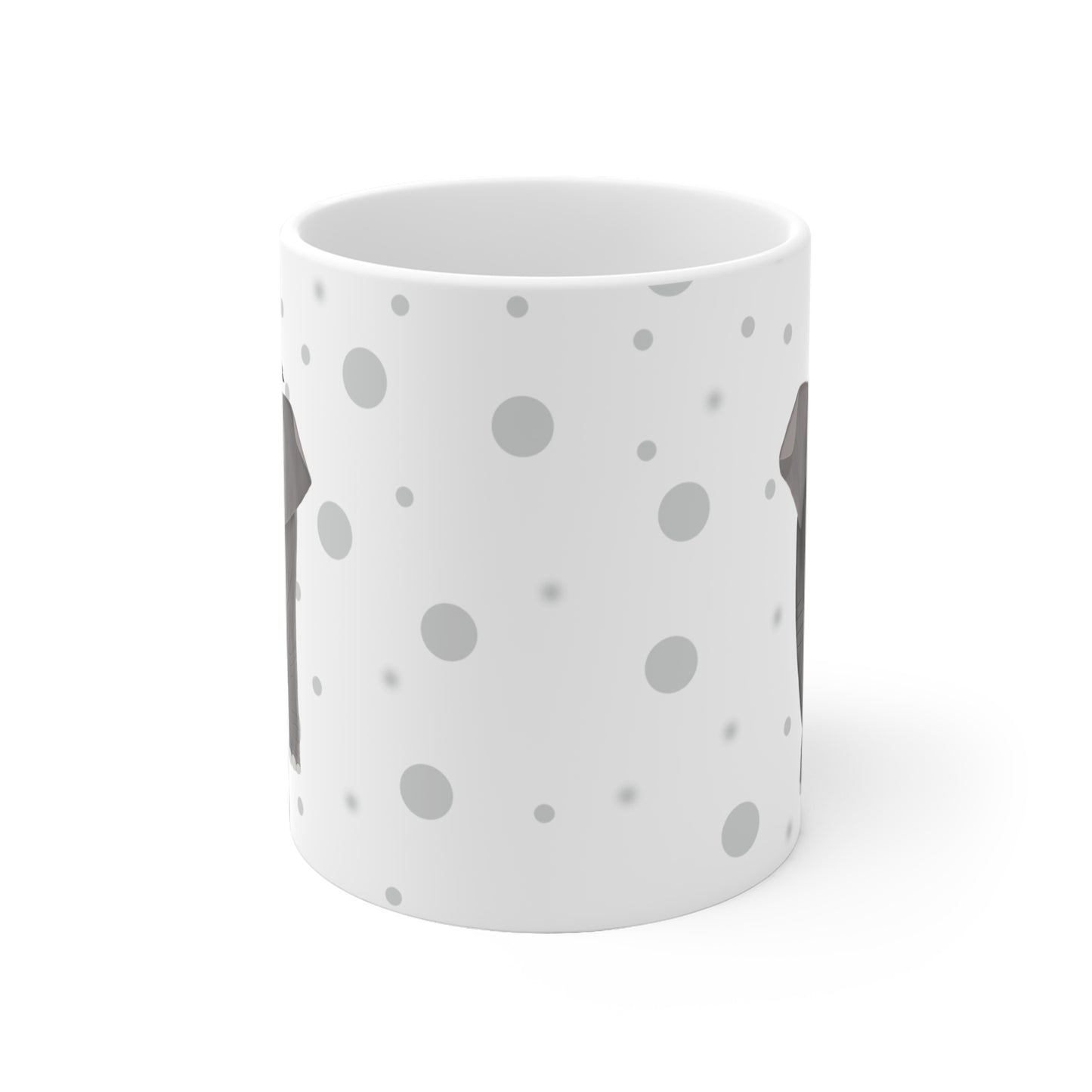 Taube auf einem Elefanten Vogel Tasse Punkte Grau