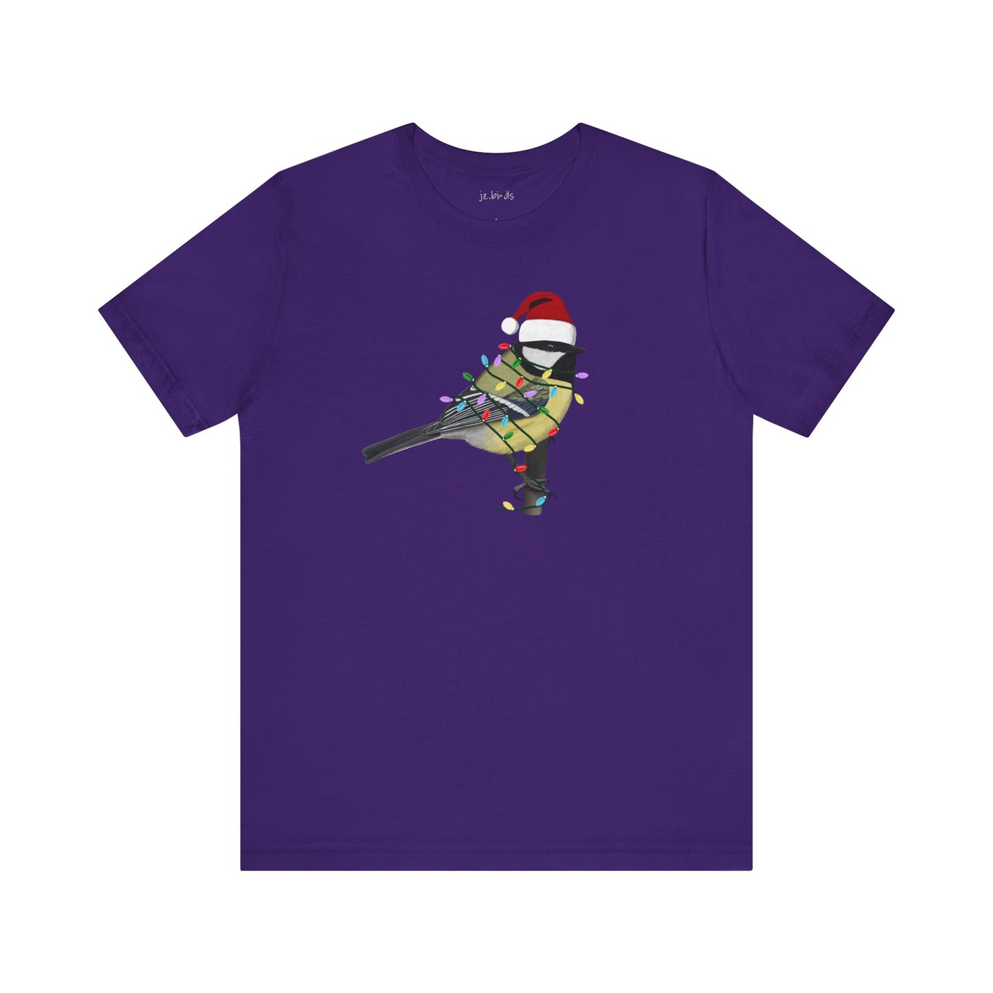 Chickadee with Fairy Lights Christmas Bird T-Shirt –