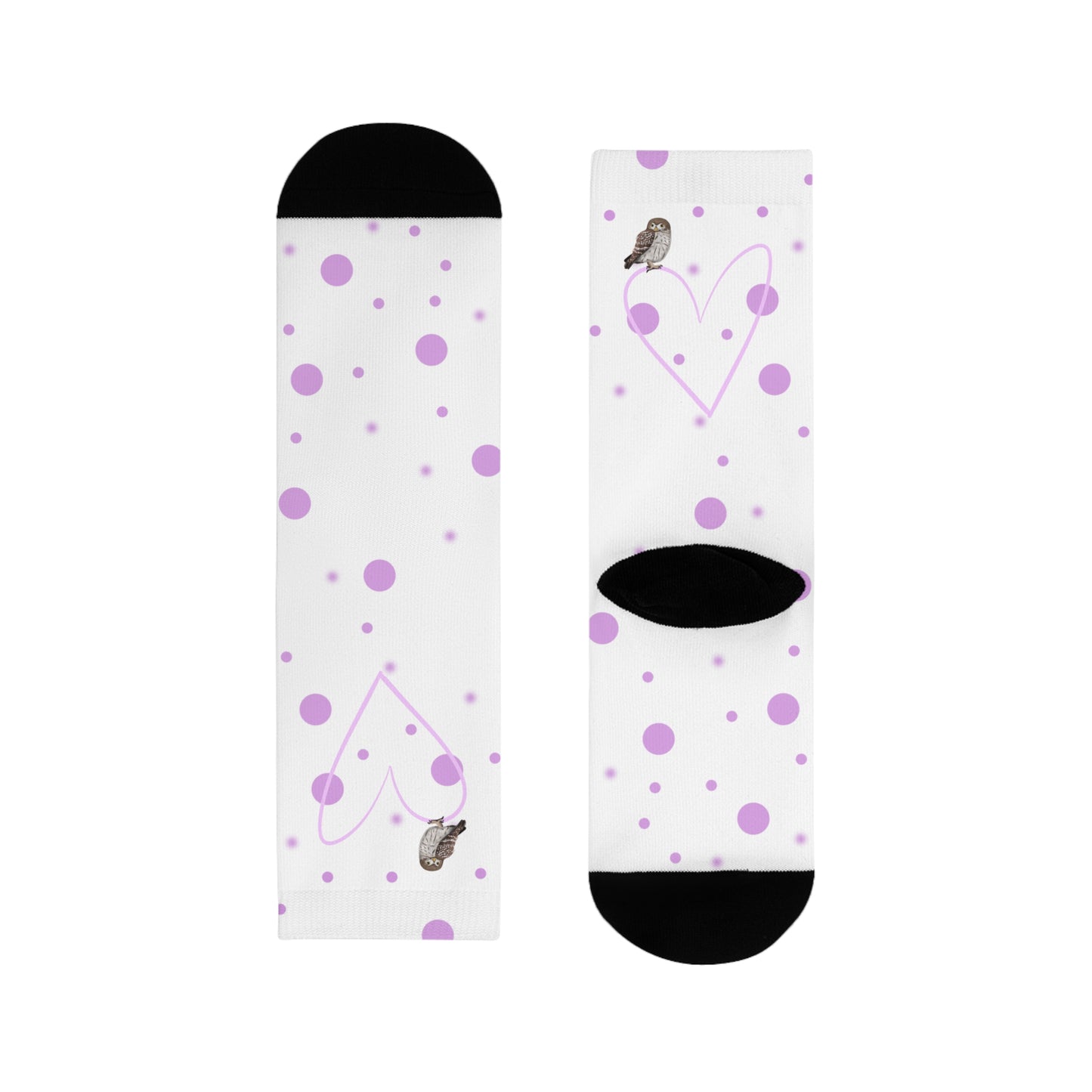 Eule Vogel Socken mit Rosa Herz und Punkten Valentinstag