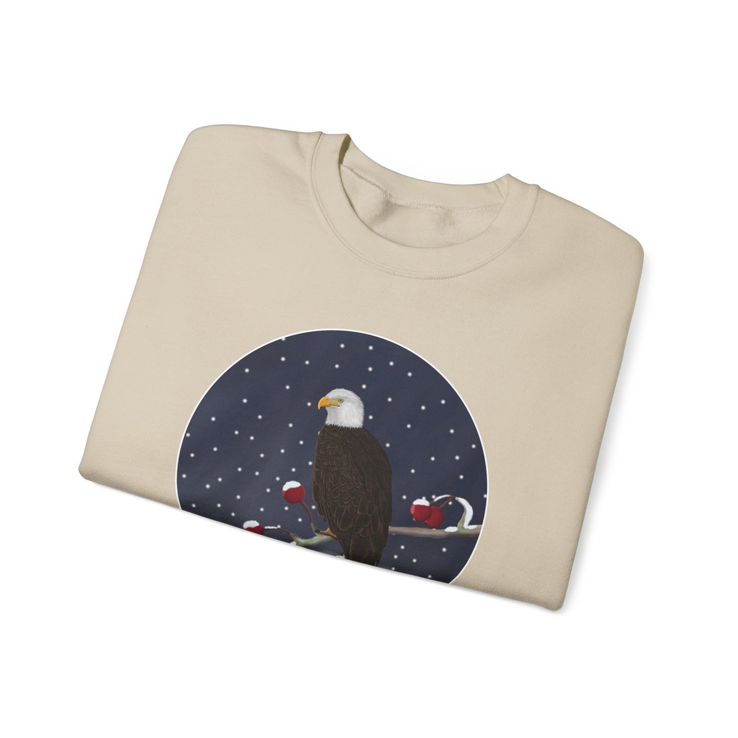 Bald Eagle on a Winter Branch Birdwatcher Christmas Bird Sweatshirt