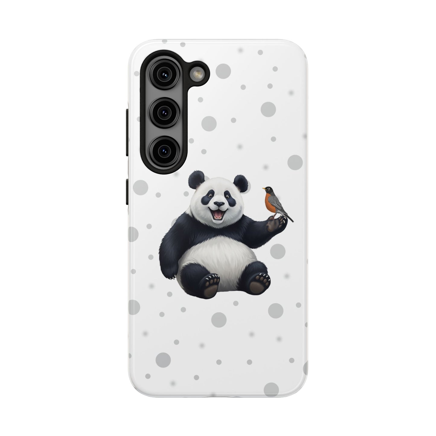 Cute Panda Bear with American Robin Animal iPhone Case - Dual-Layer PC/TPU Protective Cover for iPhone