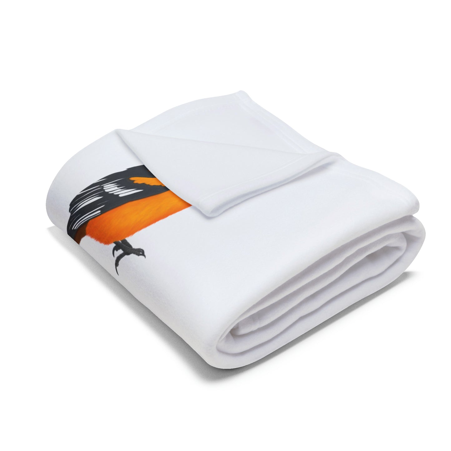 Baltimore Oriole Bird Arctic Fleece Blanket White