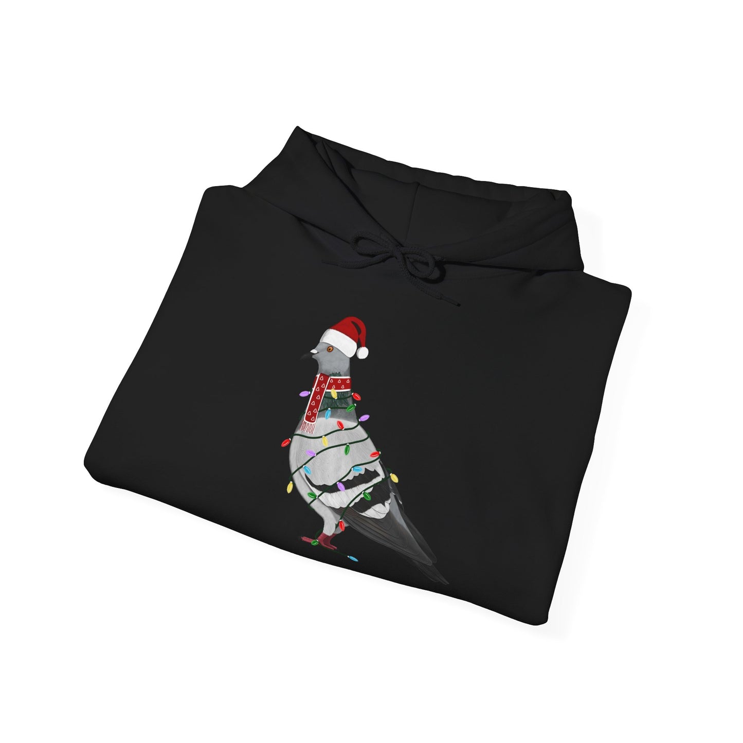 Taube Weihnachts-Hoodie - Vogel als Weihnachtsmann mit Lichterkette Sweater