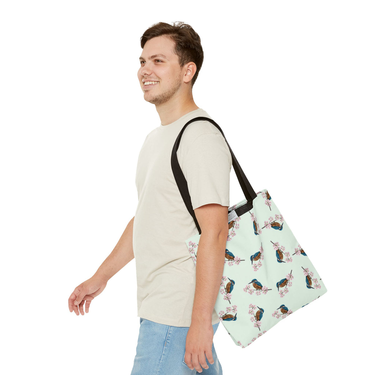 Eisvogel Tragetasche mit Accessories Hintergrund