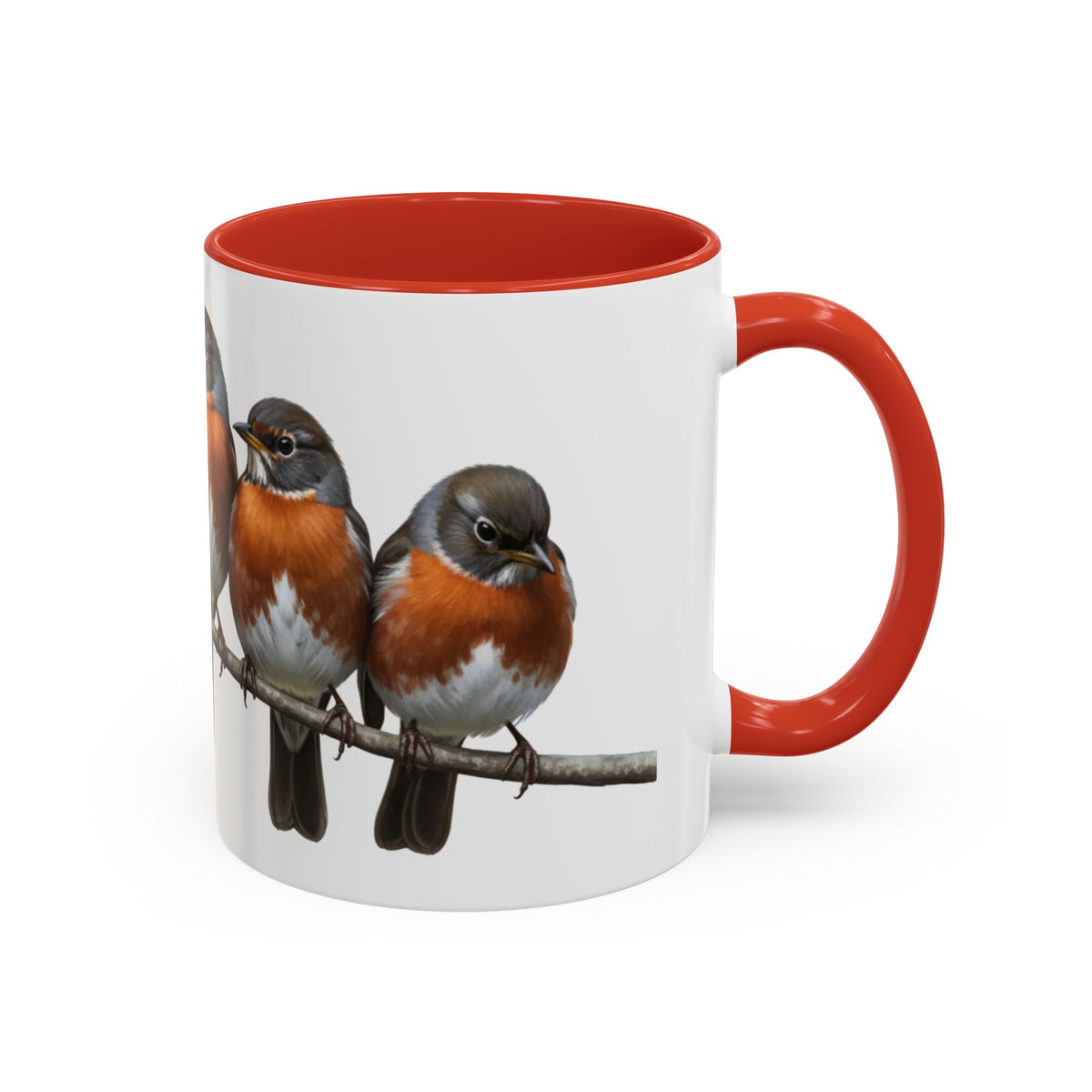 American Robins on a Branch Ceramic Bird Coffee Mug – Custom Gift for Watchers – 11oz,