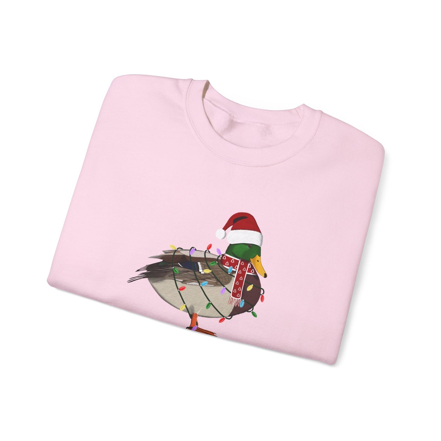 Mallard with Fairy Lights as Santa Happy Holidays Birdwatcher Christmas Bird Sweatshirt