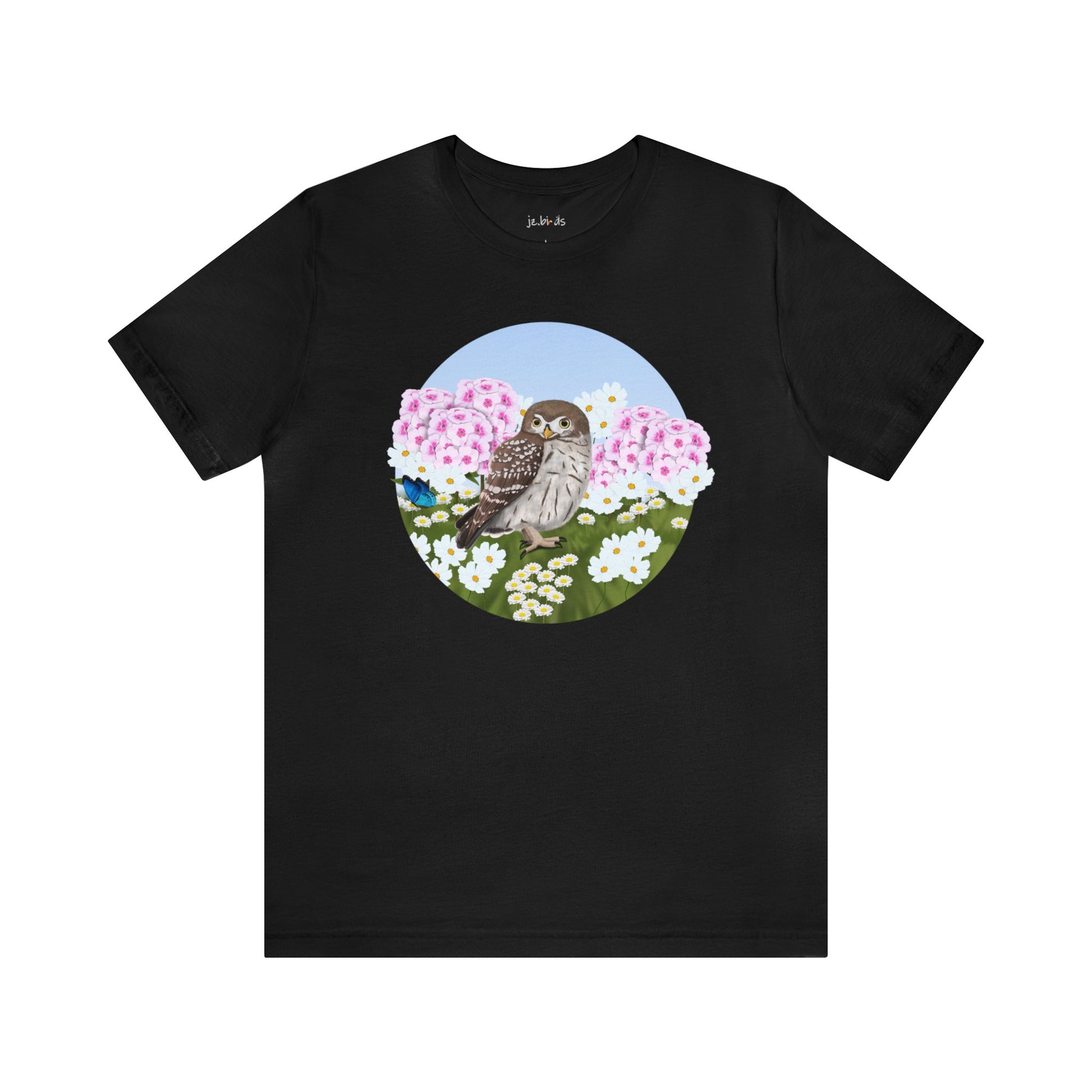 Little Owl and Summer Flowers Bird Tee