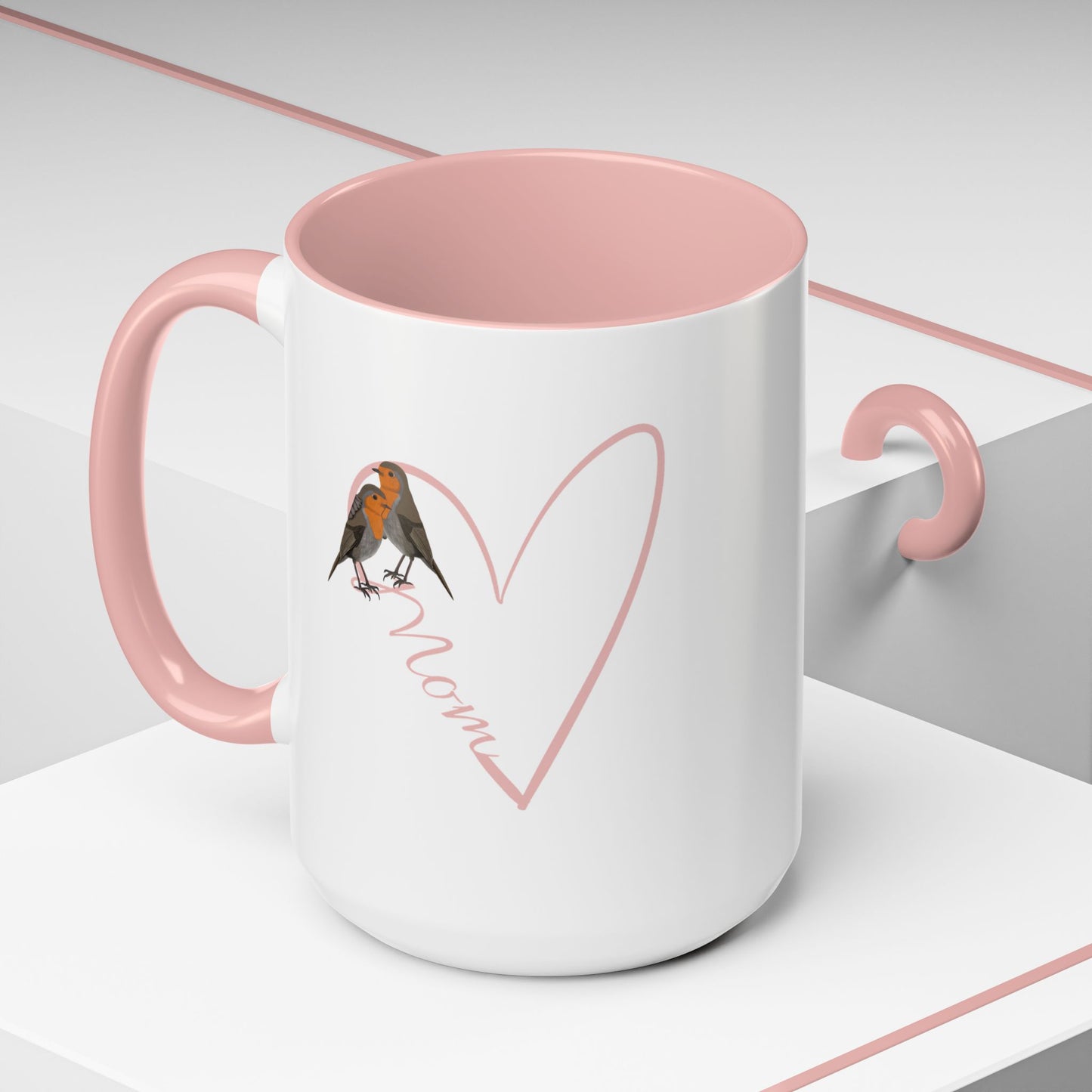 Robin Mother's Day Mom with Heart Bird Coffee Mug