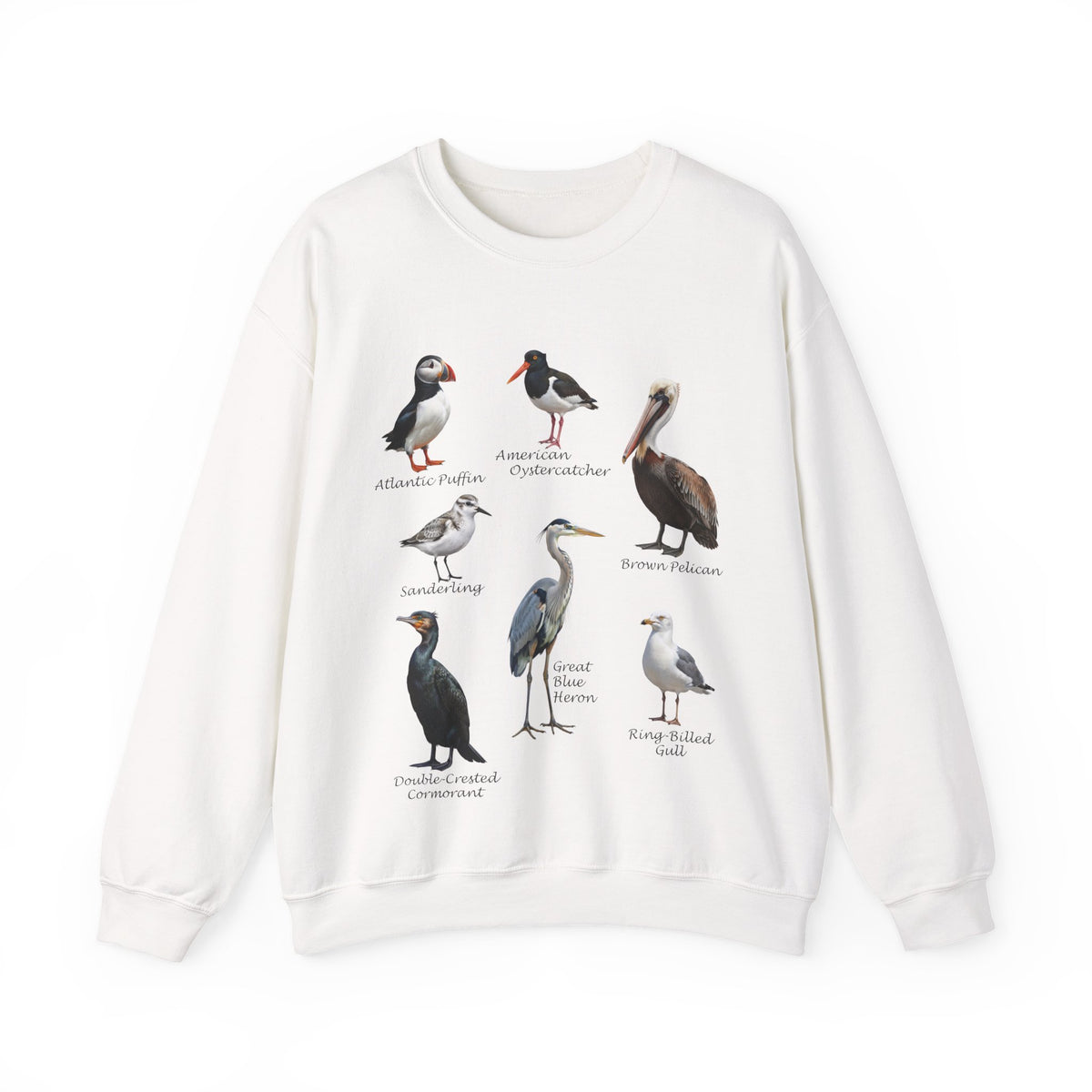 Pelican, Puffin and Heron Sweatshirt on Animal Lover Gift background