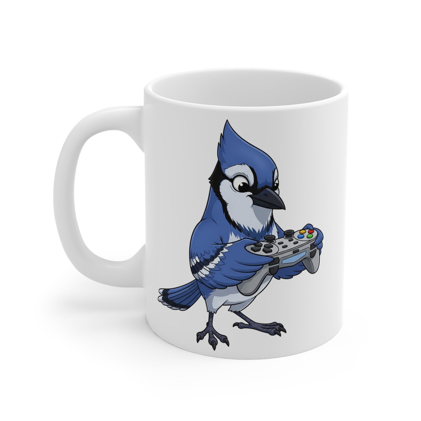 Blue Jay with Controller Video Games Gaming Bird Mug 11oz